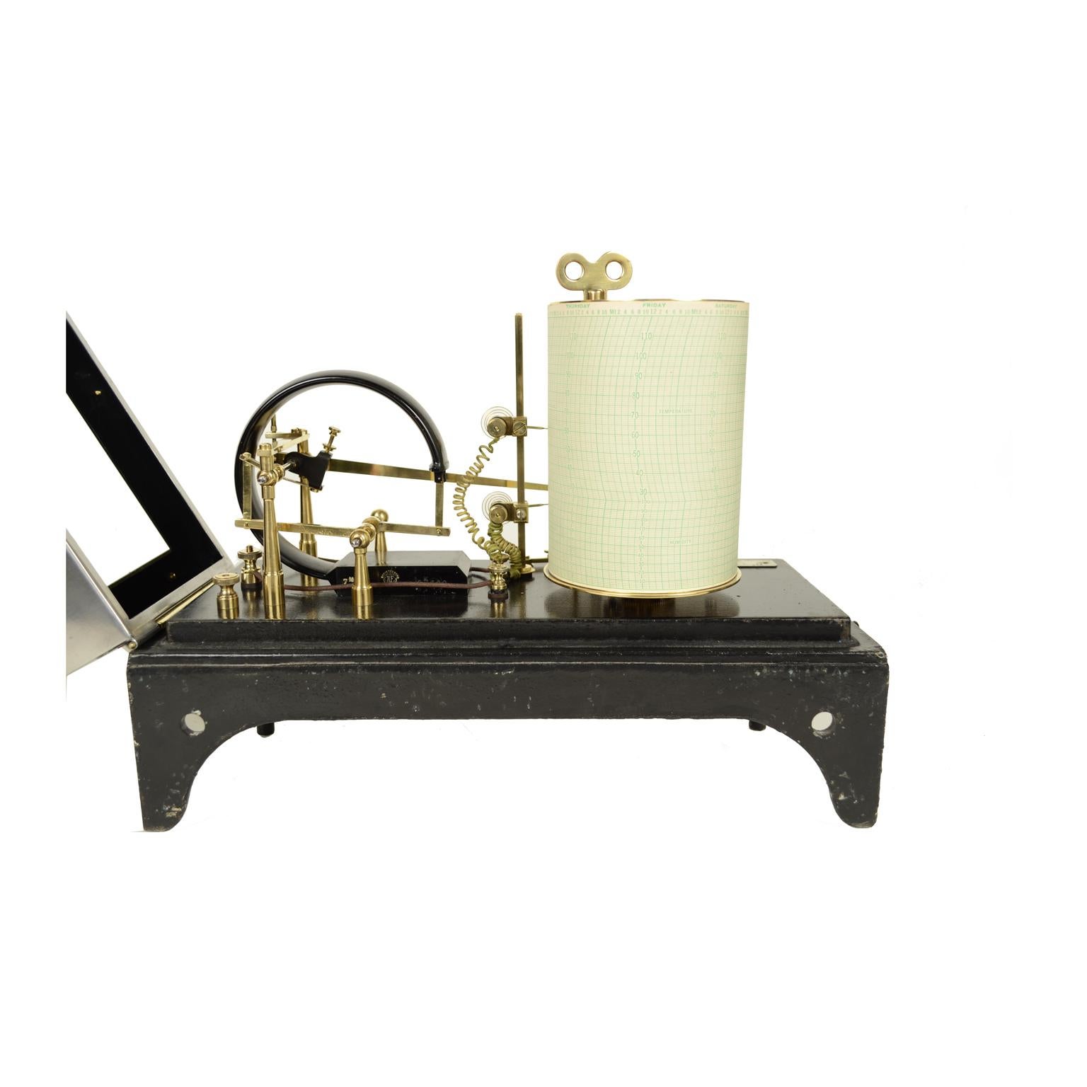 Métal Recorder français barographe ancien Jules Richard Paris socle en fonte des années 1900