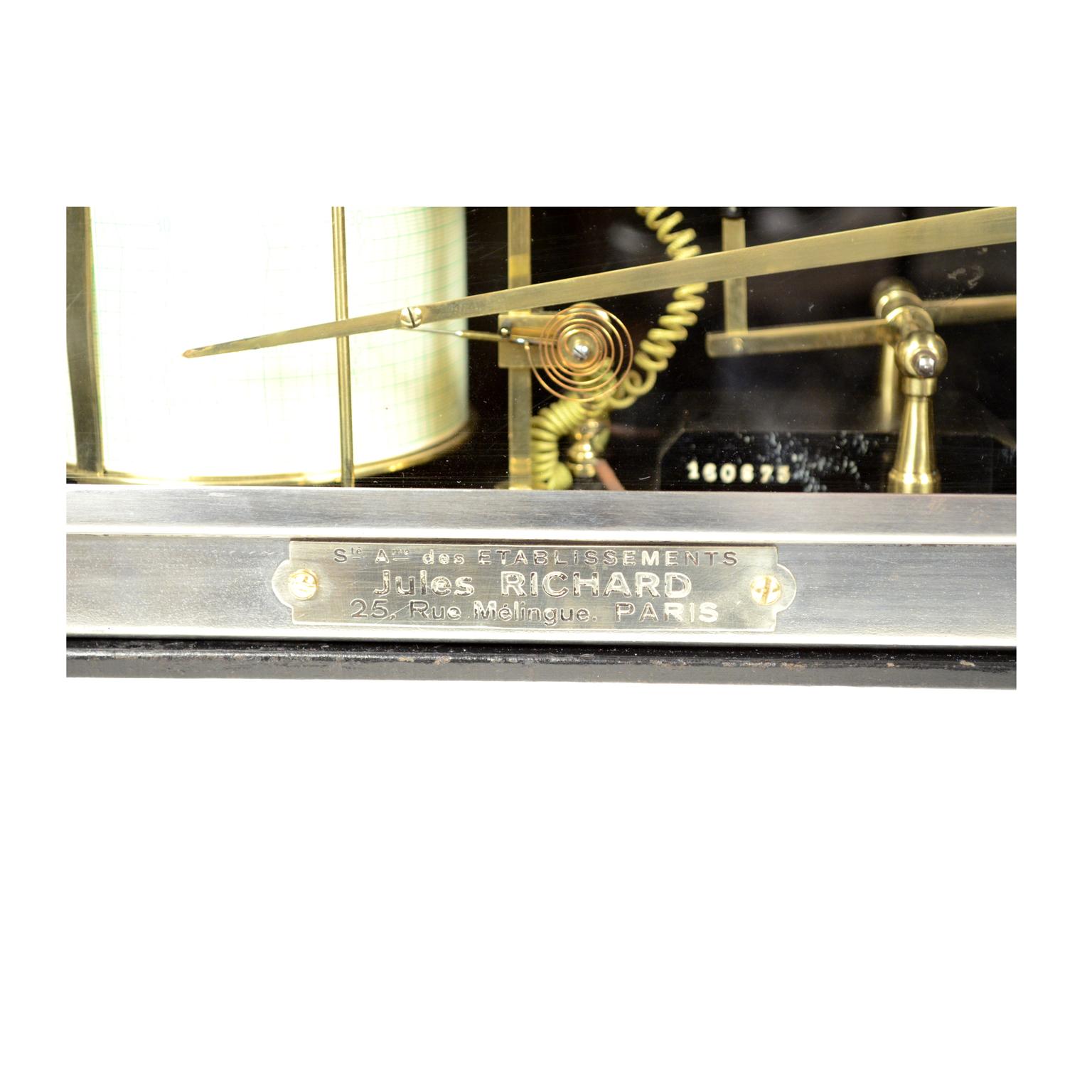 Recorder français barographe ancien Jules Richard Paris socle en fonte des années 1900 1