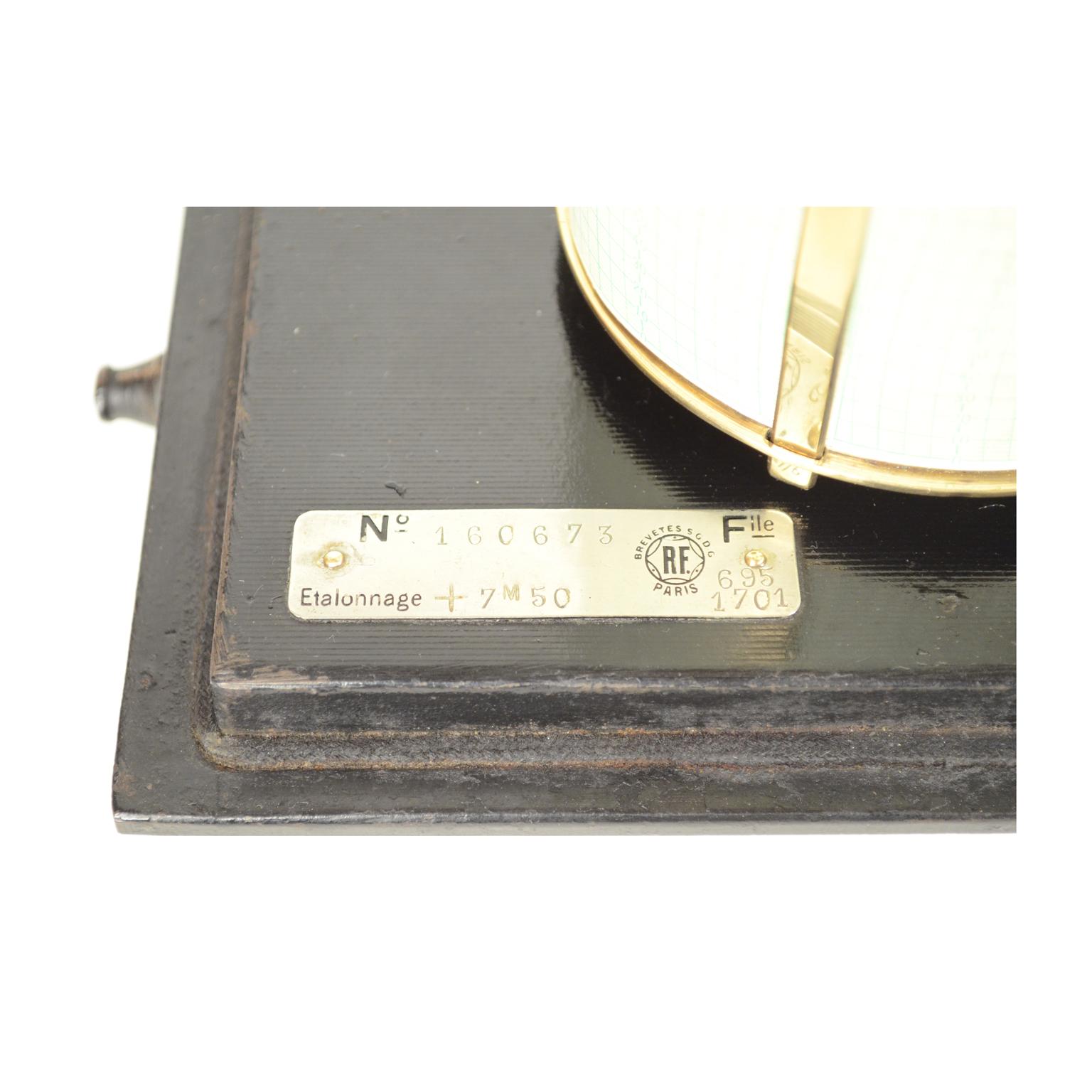 Recorder français barographe ancien Jules Richard Paris socle en fonte des années 1900 2