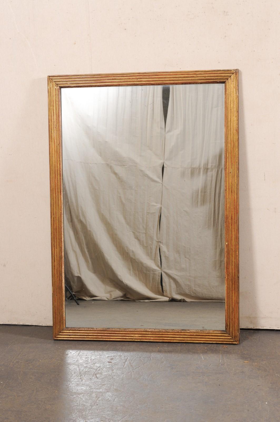 Francese Specchio da parete francese rettangolare alto 4,5', XIX secolo (finitura originale) in vendita