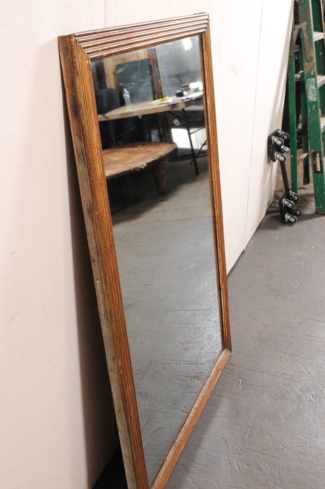 Specchio da parete francese rettangolare alto 4,5', XIX secolo (finitura originale) in vendita 1