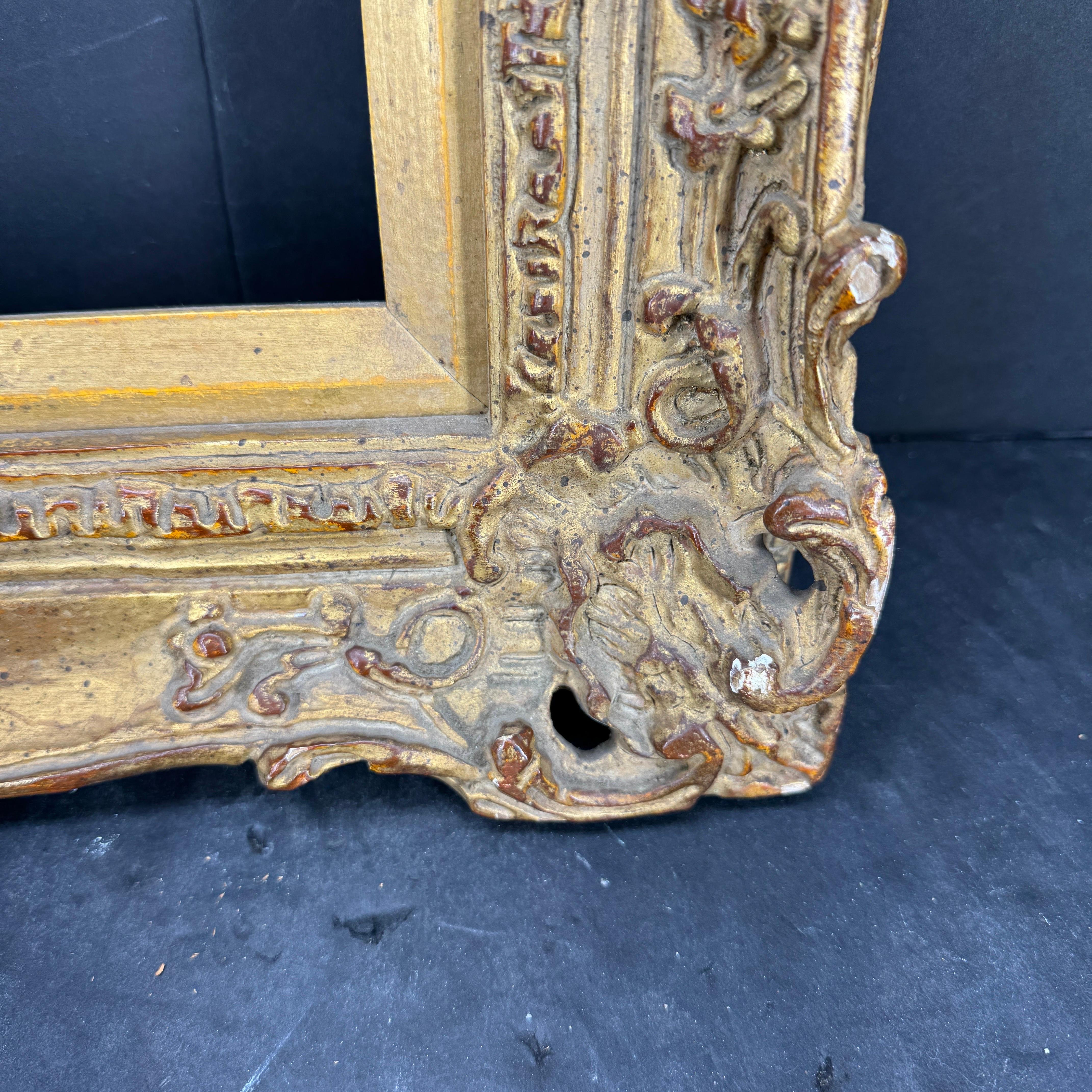 Marco de Arte Rectangular Francés Dorado en Estilo Rococó en venta 5