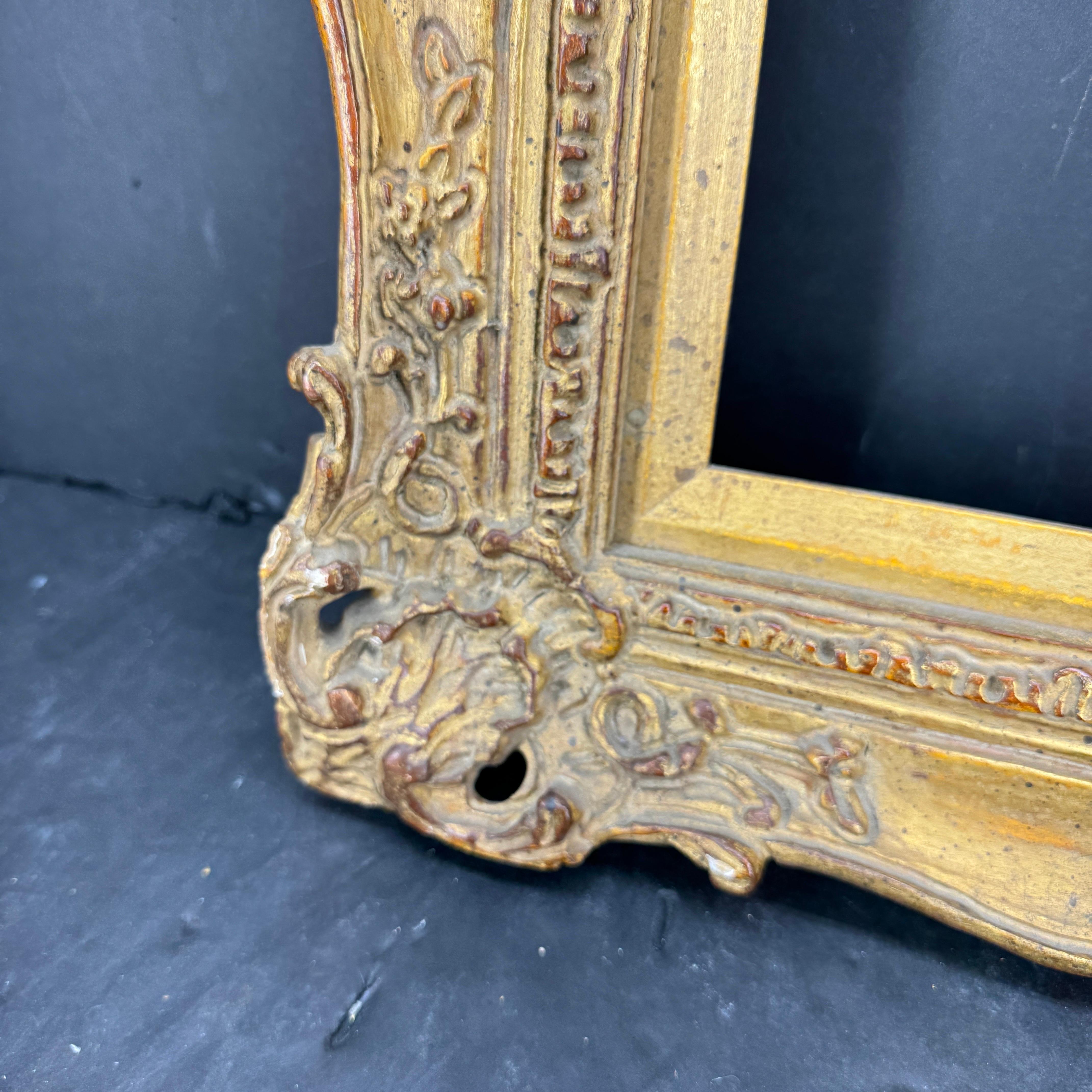 Marco de Arte Rectangular Francés Dorado en Estilo Rococó en venta 7