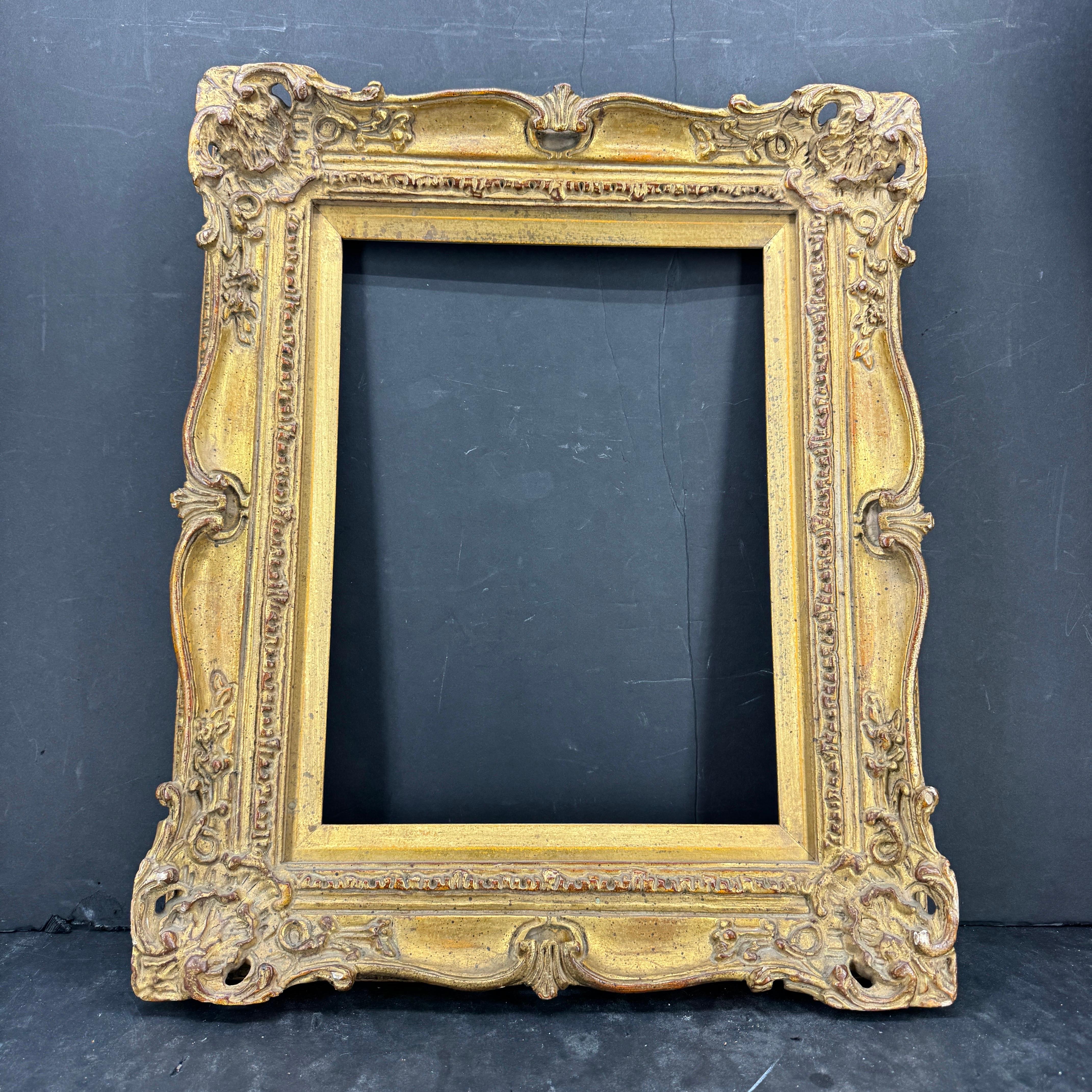 Marco de Arte Rectangular Francés Dorado en Estilo Rococó siglo XX en venta