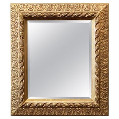 Specchio rettangolare francese smussato con cornice dorata (H. 33 1/2 x L. 29)