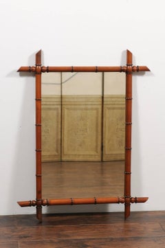 French Rectangular Faux-Bamboo Frame of Brown Color from the 1930s