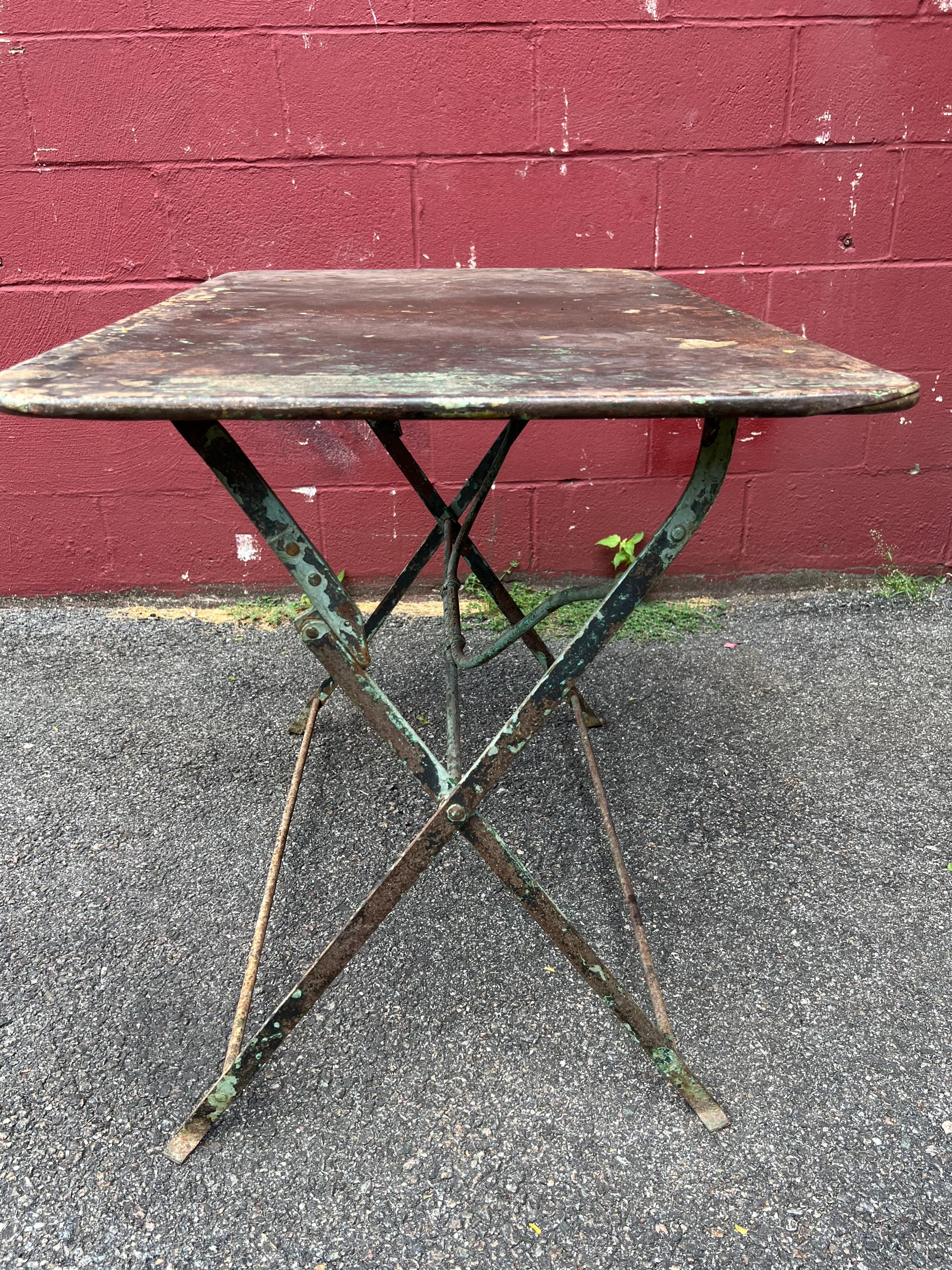 French Rectangular Folding Garden Table In Fair Condition In Buchanan, NY