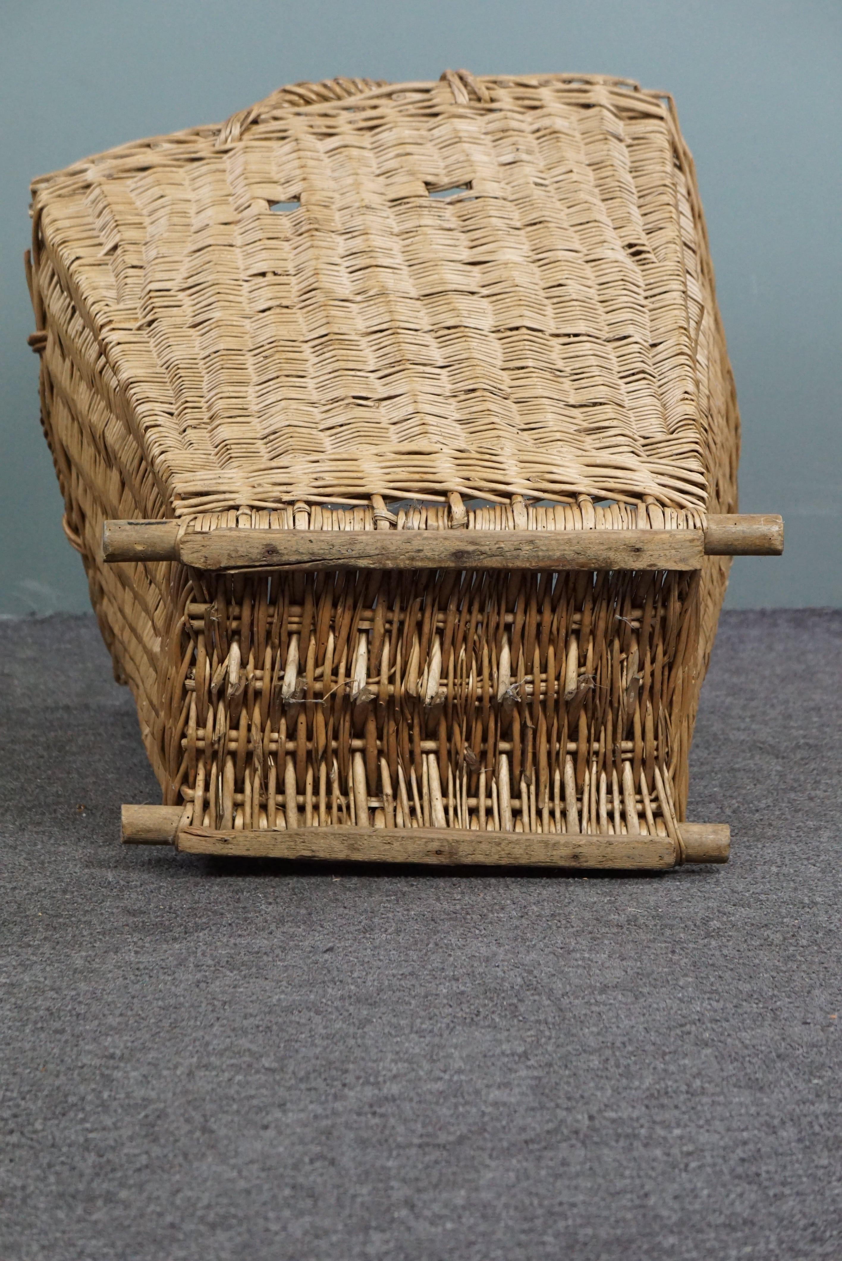 French rectangular hand woven fireplace basket 1