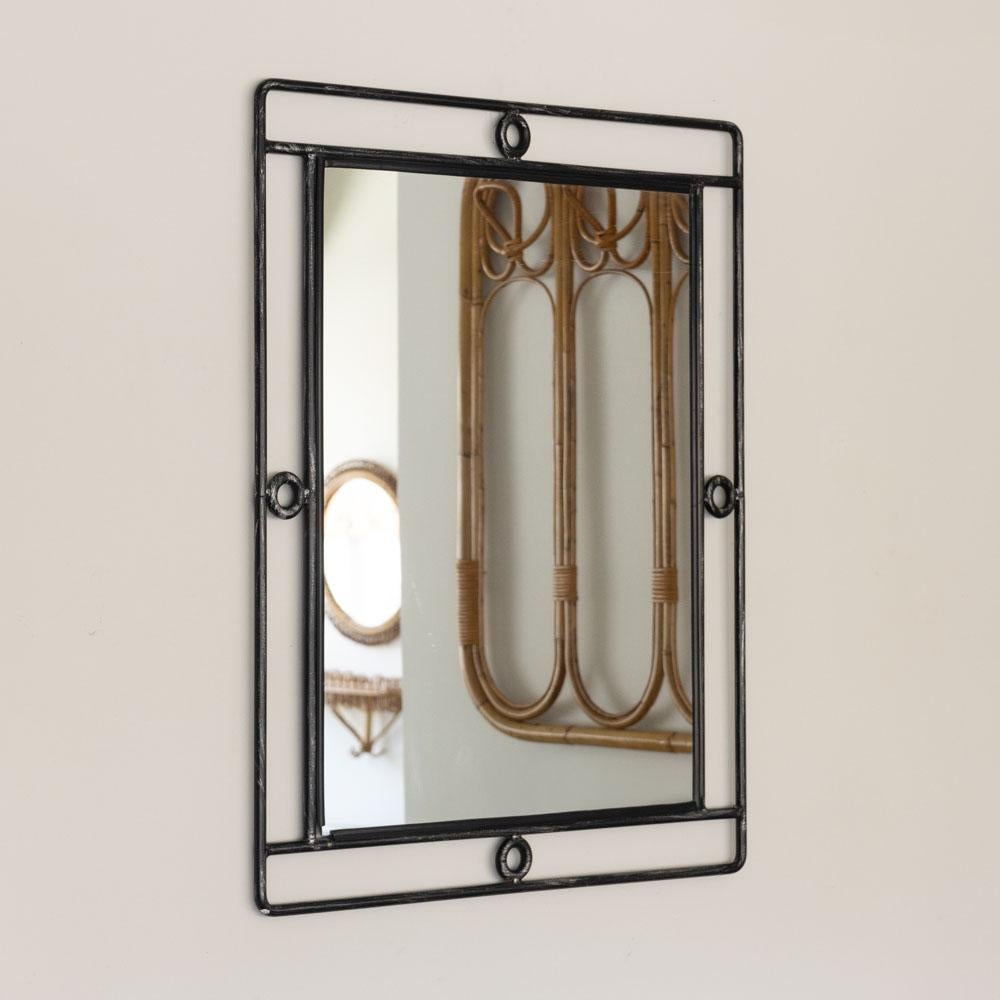 20th Century French Rectangular Iron Loop Mirror For Sale