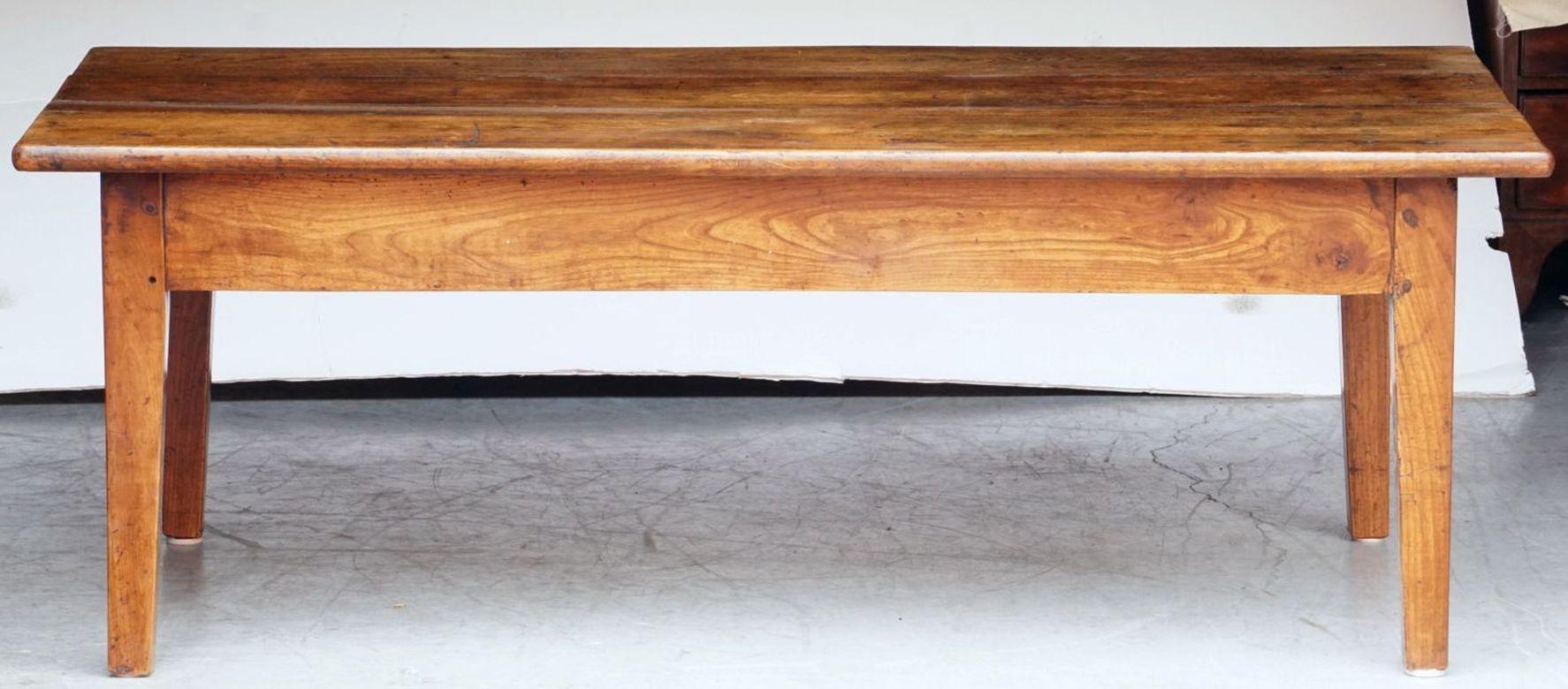 French Rectangular Low or Coffee Table of Fruitwood with Drawer For Sale 10