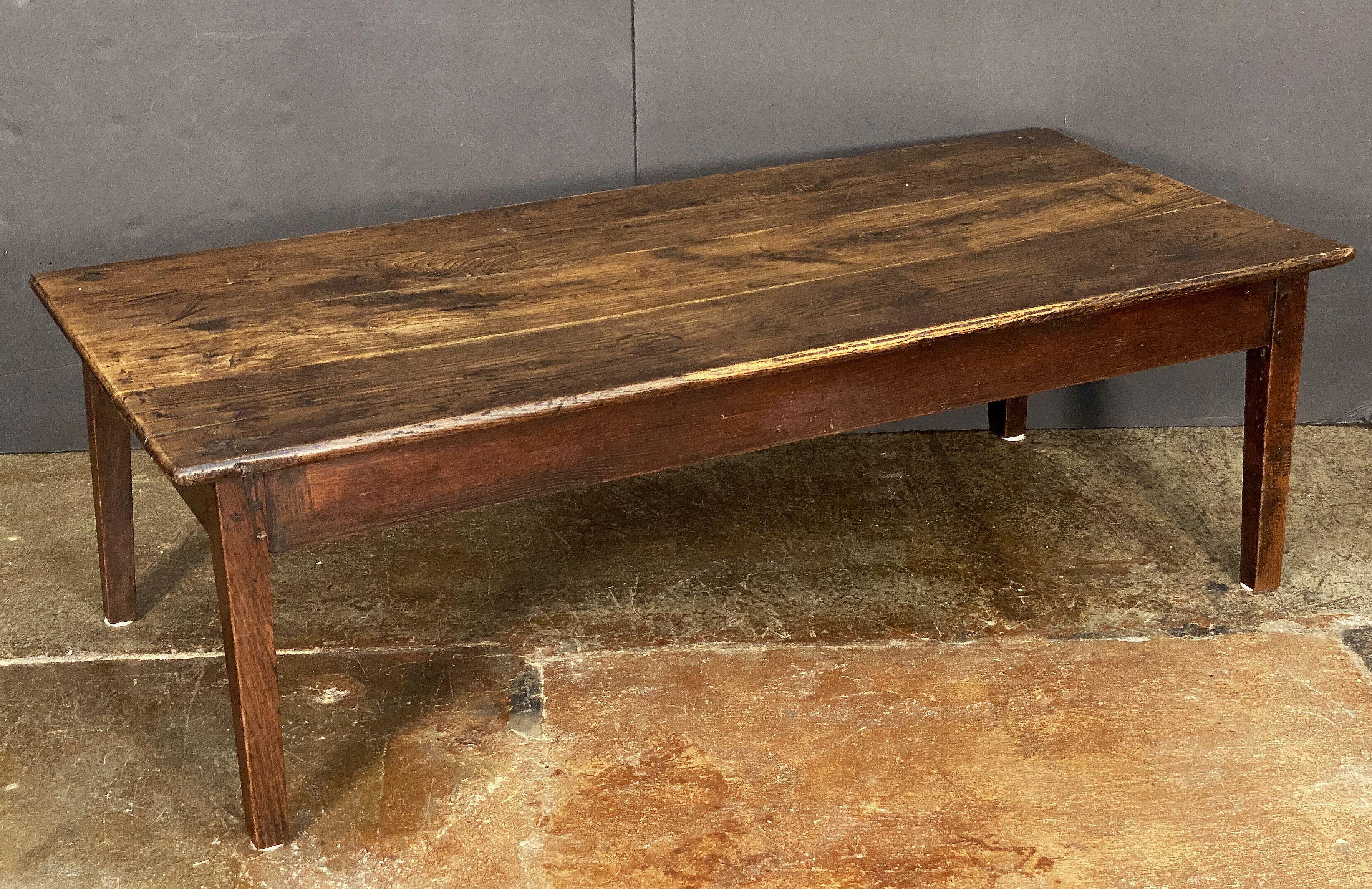 Wood French Rectangular Low or Coffee Table of Oak For Sale