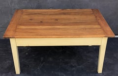 French Rectangular Low Table of Walnut with Painted Base