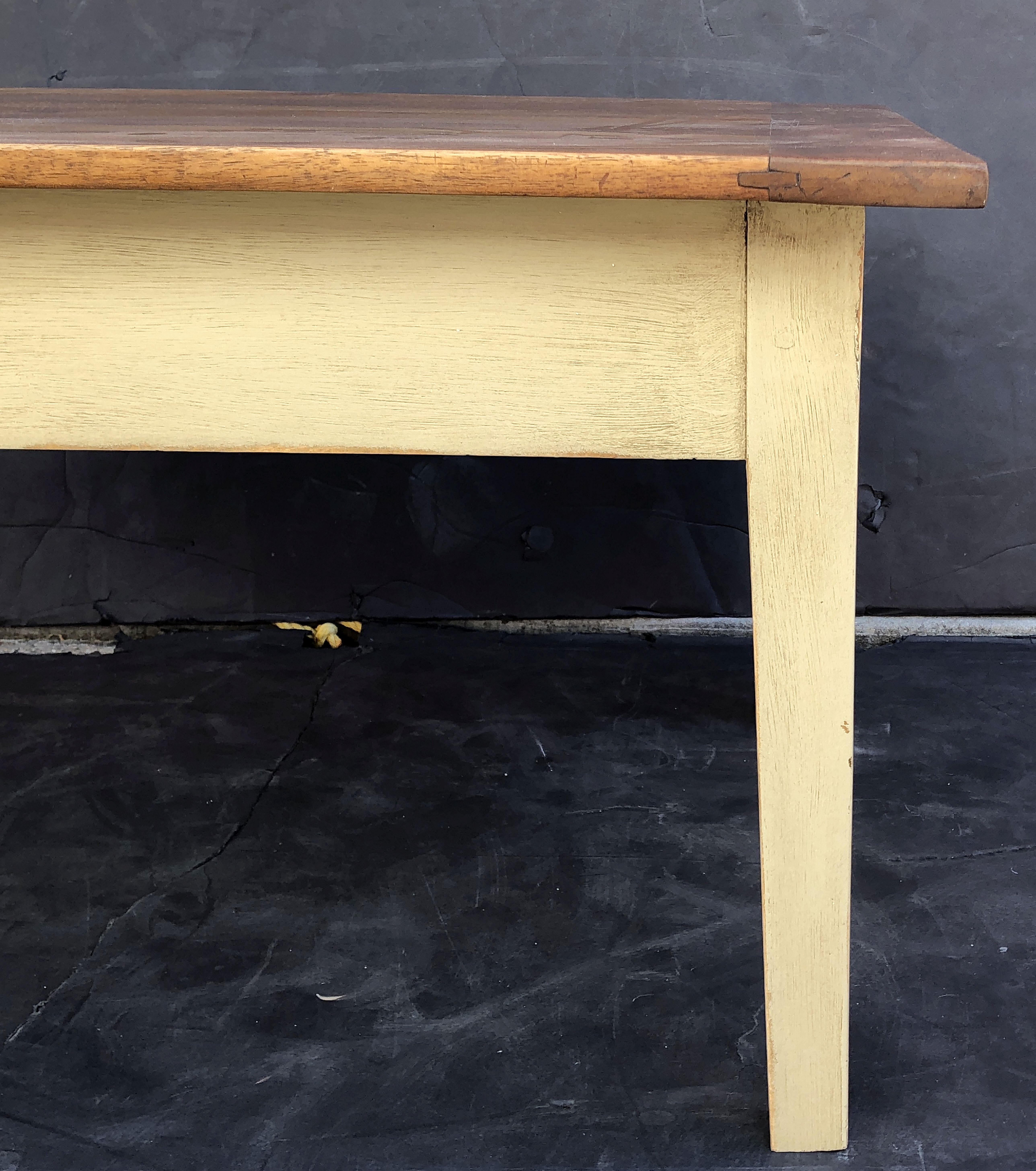 20th Century French Rectangular Low Table of Walnut with Painted Base For Sale