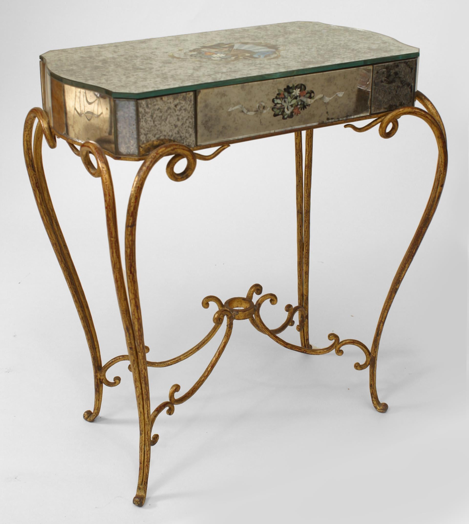 Mid-20th Century French Rectangular Mirrored End Table For Sale