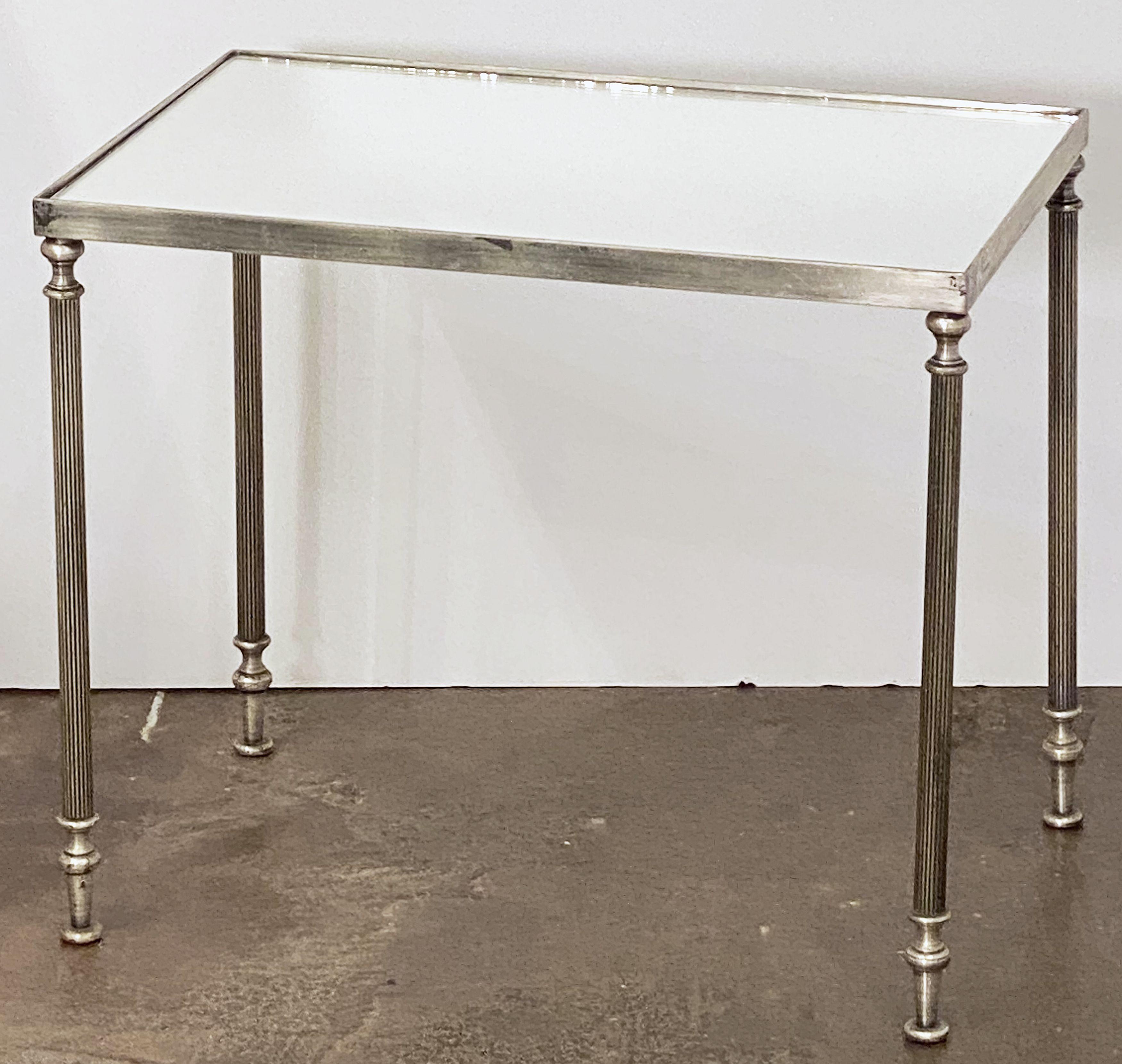 French Rectangular Nesting Tables with Mirrored Glass Tops For Sale 4