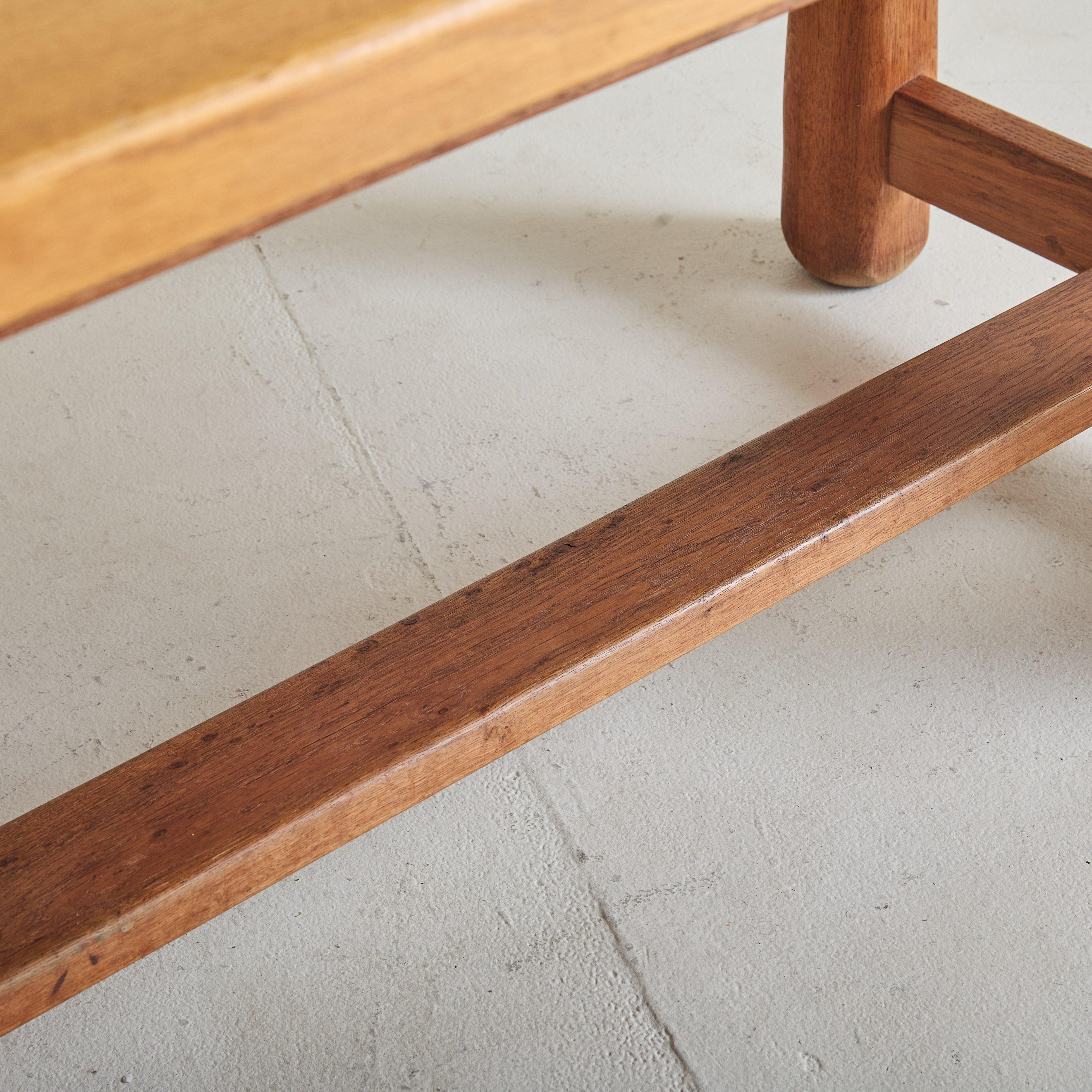 French Rectangular Oak Dining Table with Stretcher Base, 1960s en vente 2