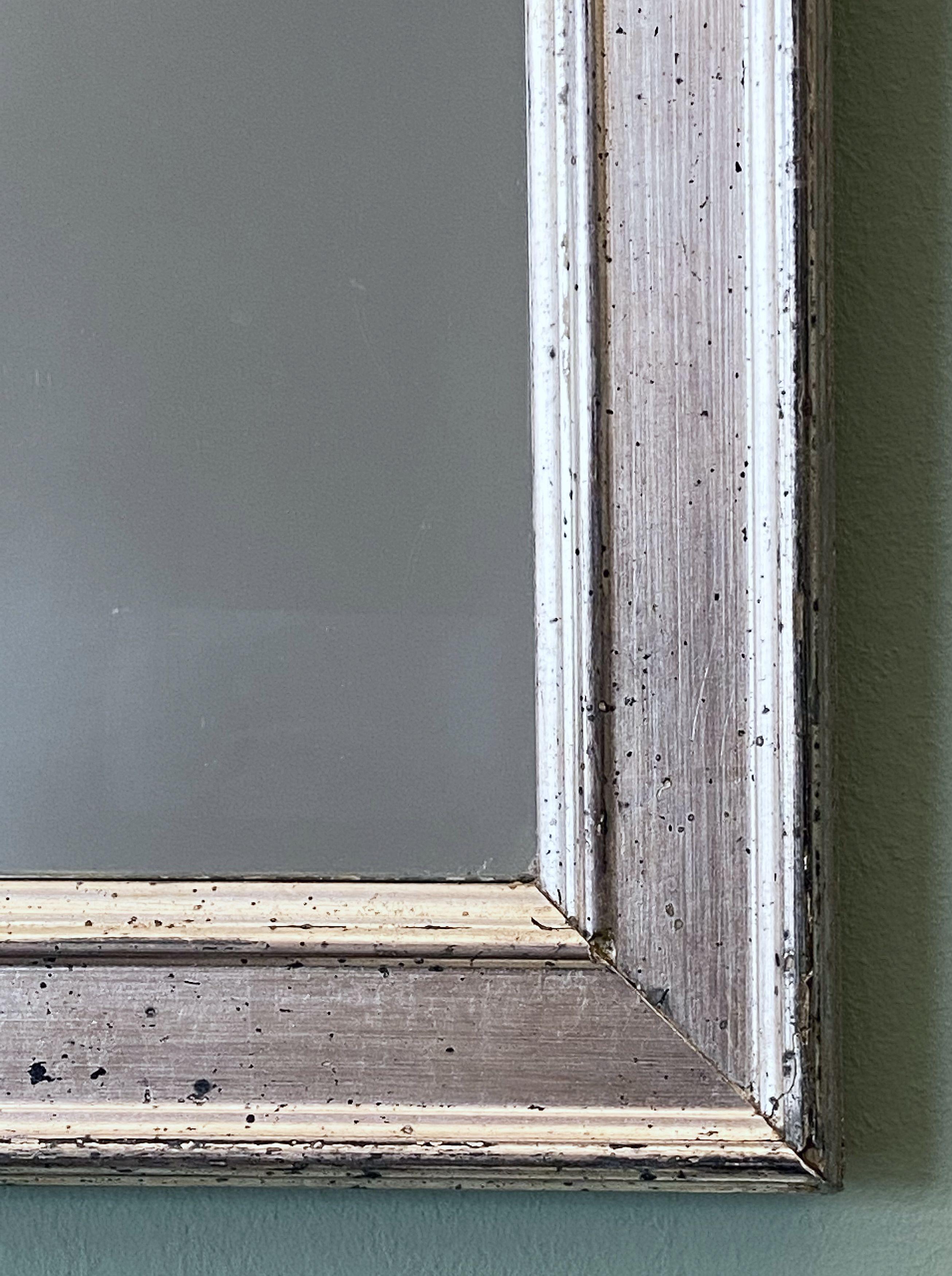 French Rectangular Silver Gilt Wall Mirror (H 19 1/2 x W 12 1/4) 5
