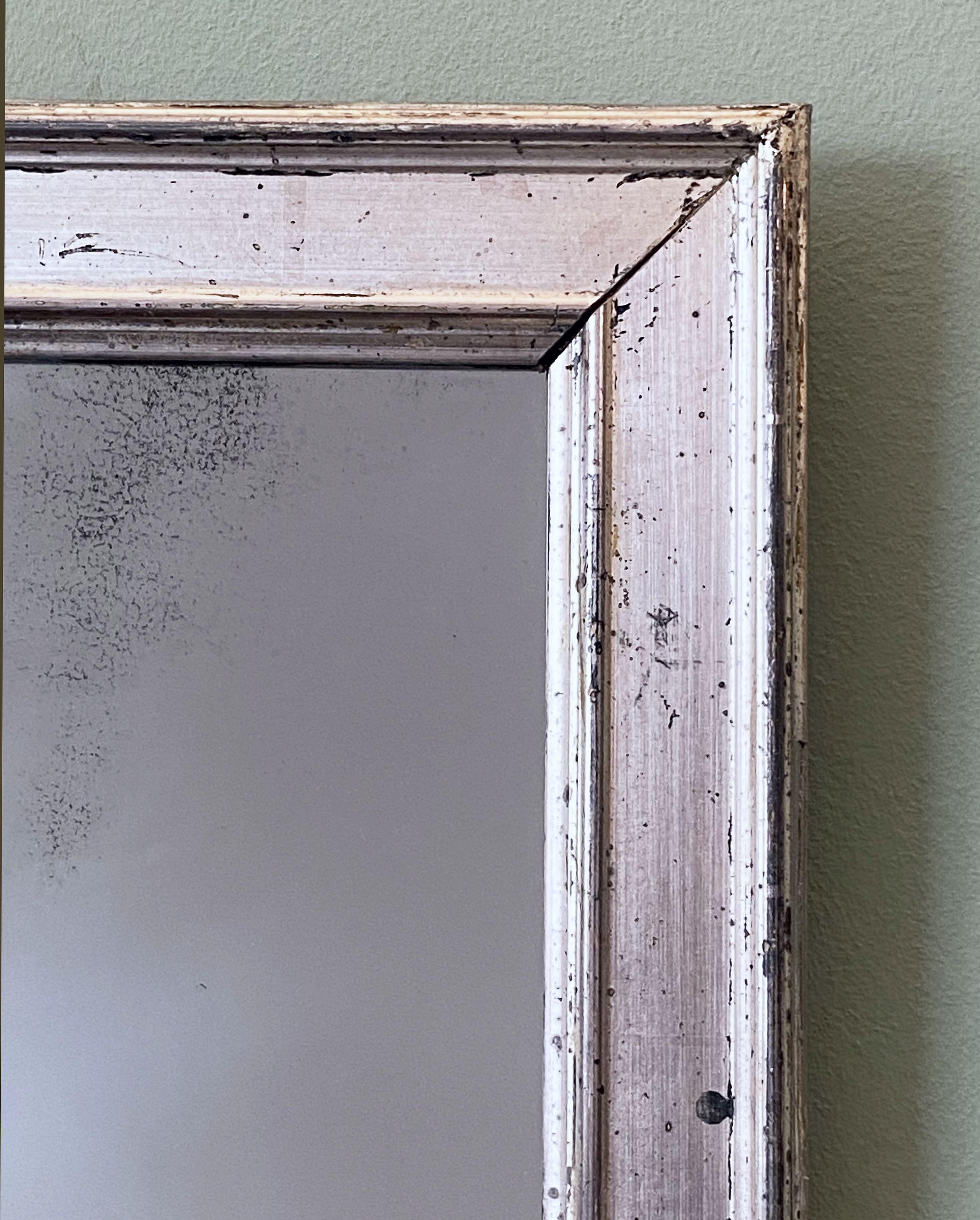 French Rectangular Silver Gilt Wall Mirror (H 19 1/2 x W 12 1/4) 7