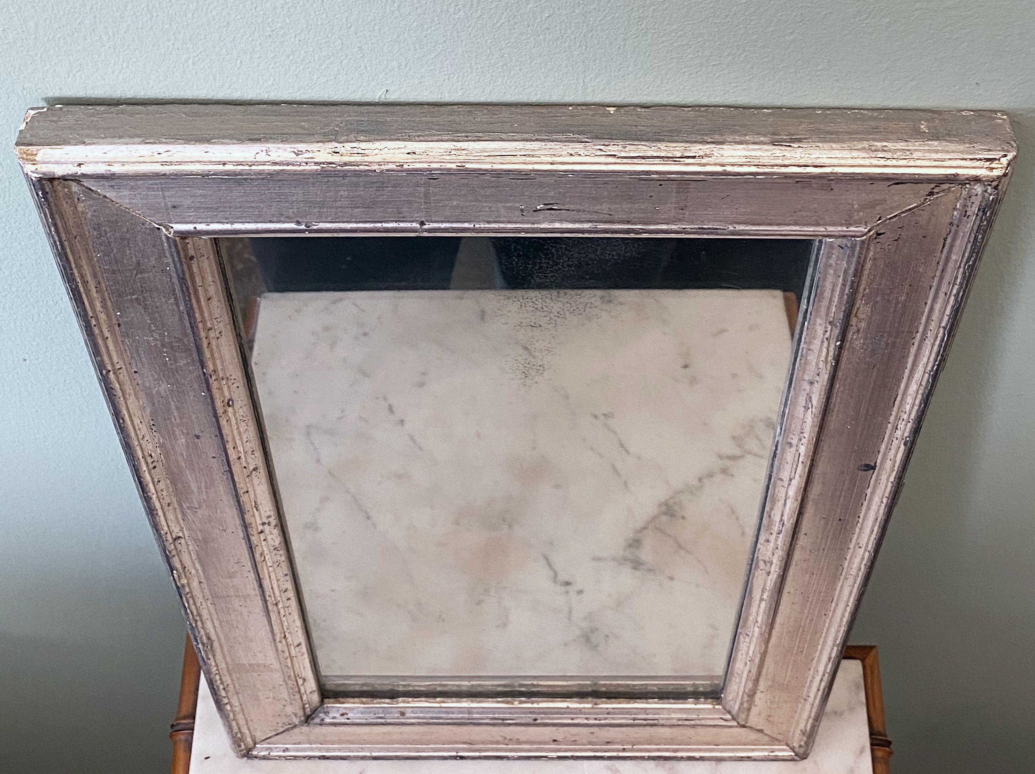French Rectangular Silver Gilt Wall Mirror (H 19 1/2 x W 12 1/4) 8