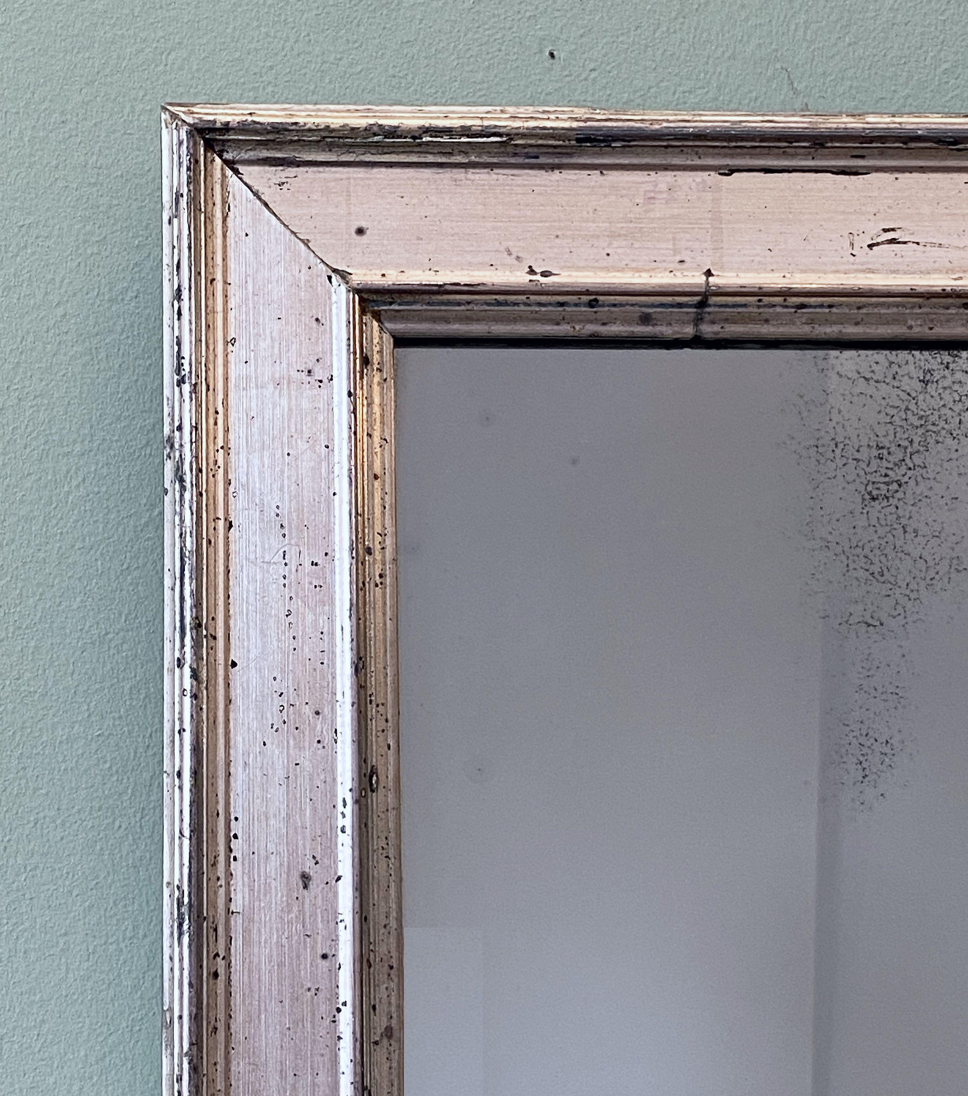 French Rectangular Silver Gilt Wall Mirror (H 19 1/2 x W 12 1/4) 1