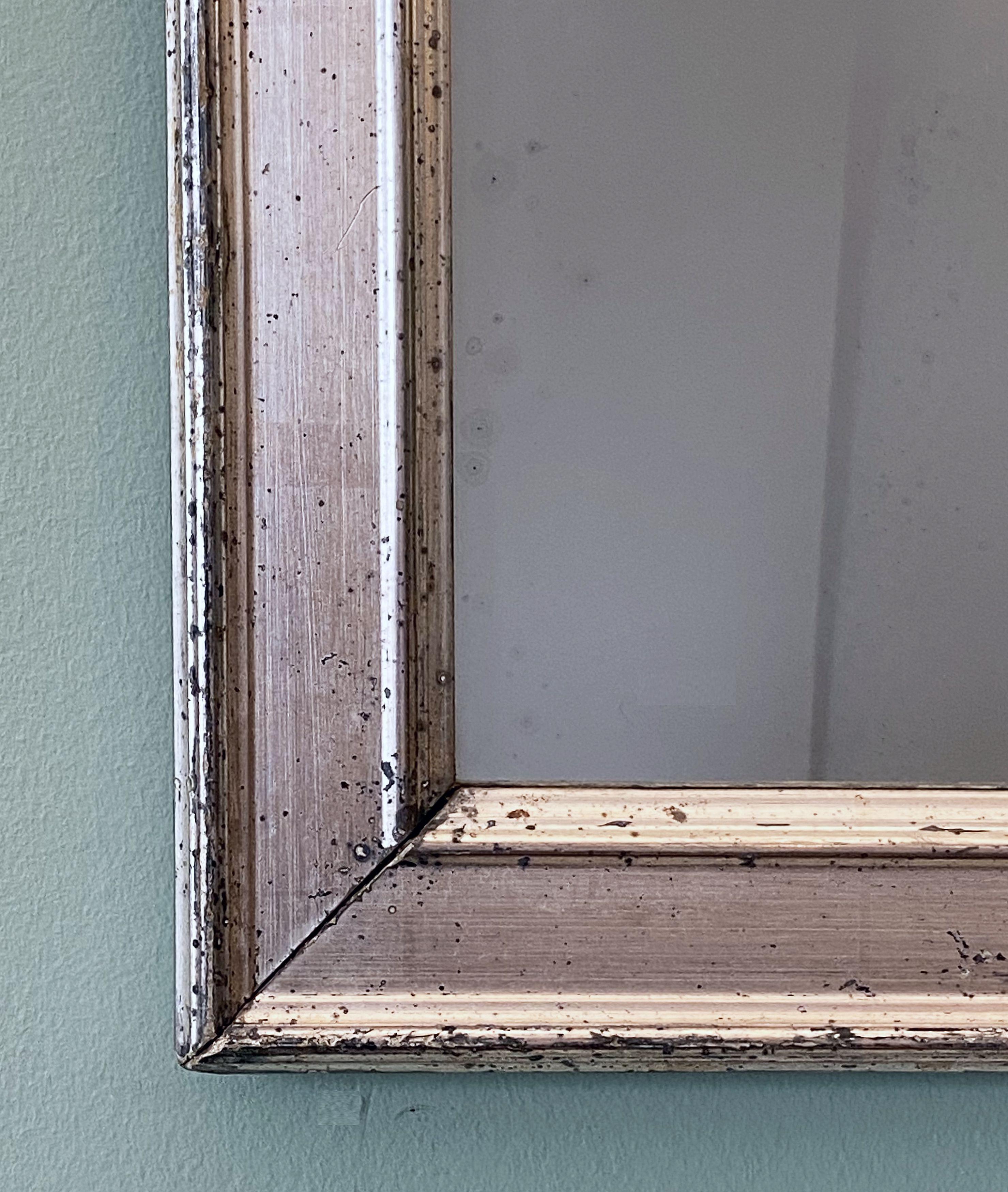 French Rectangular Silver Gilt Wall Mirror (H 19 1/2 x W 12 1/4) 3