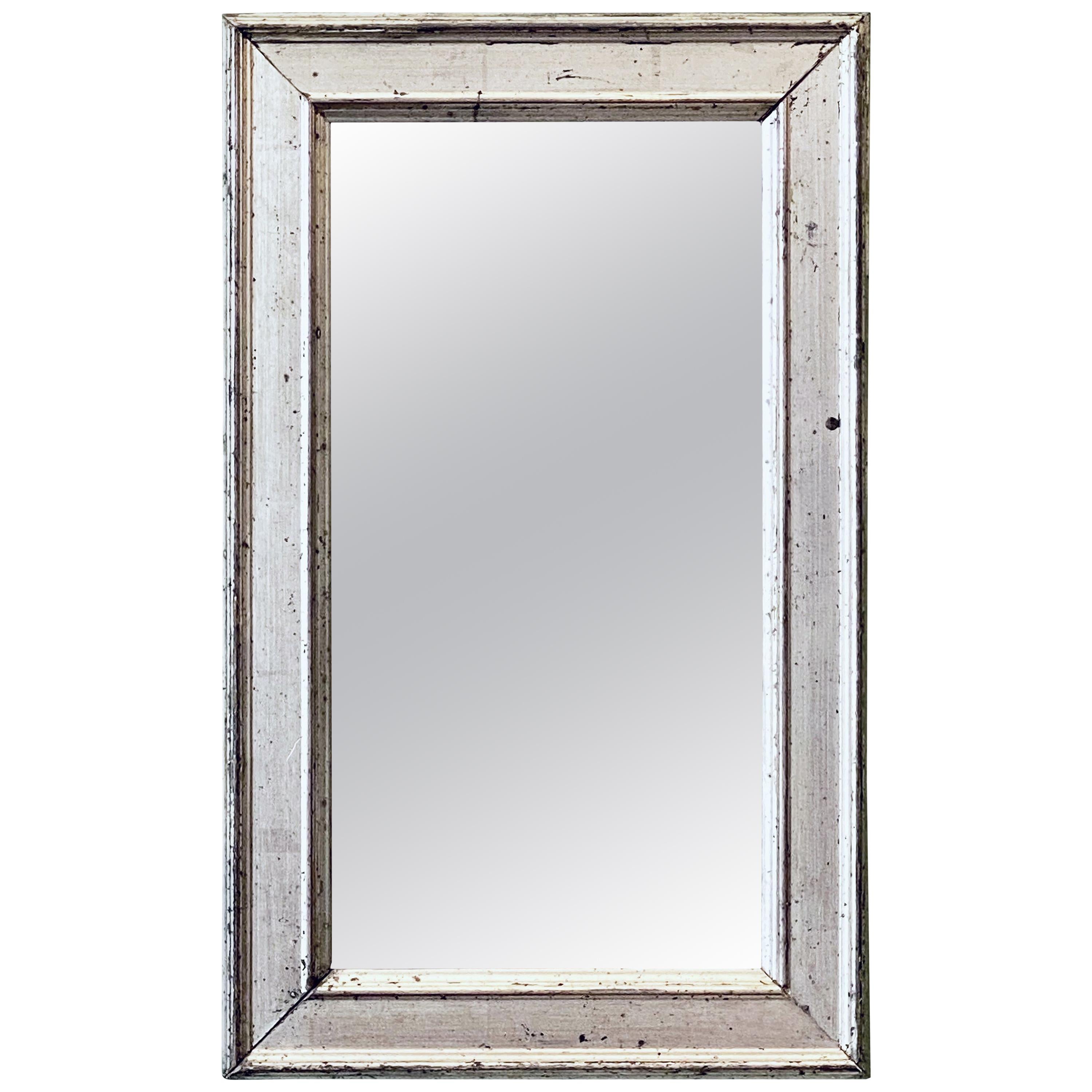 French Rectangular Silver Gilt Wall Mirror (H 19 1/2 x W 12 1/4)