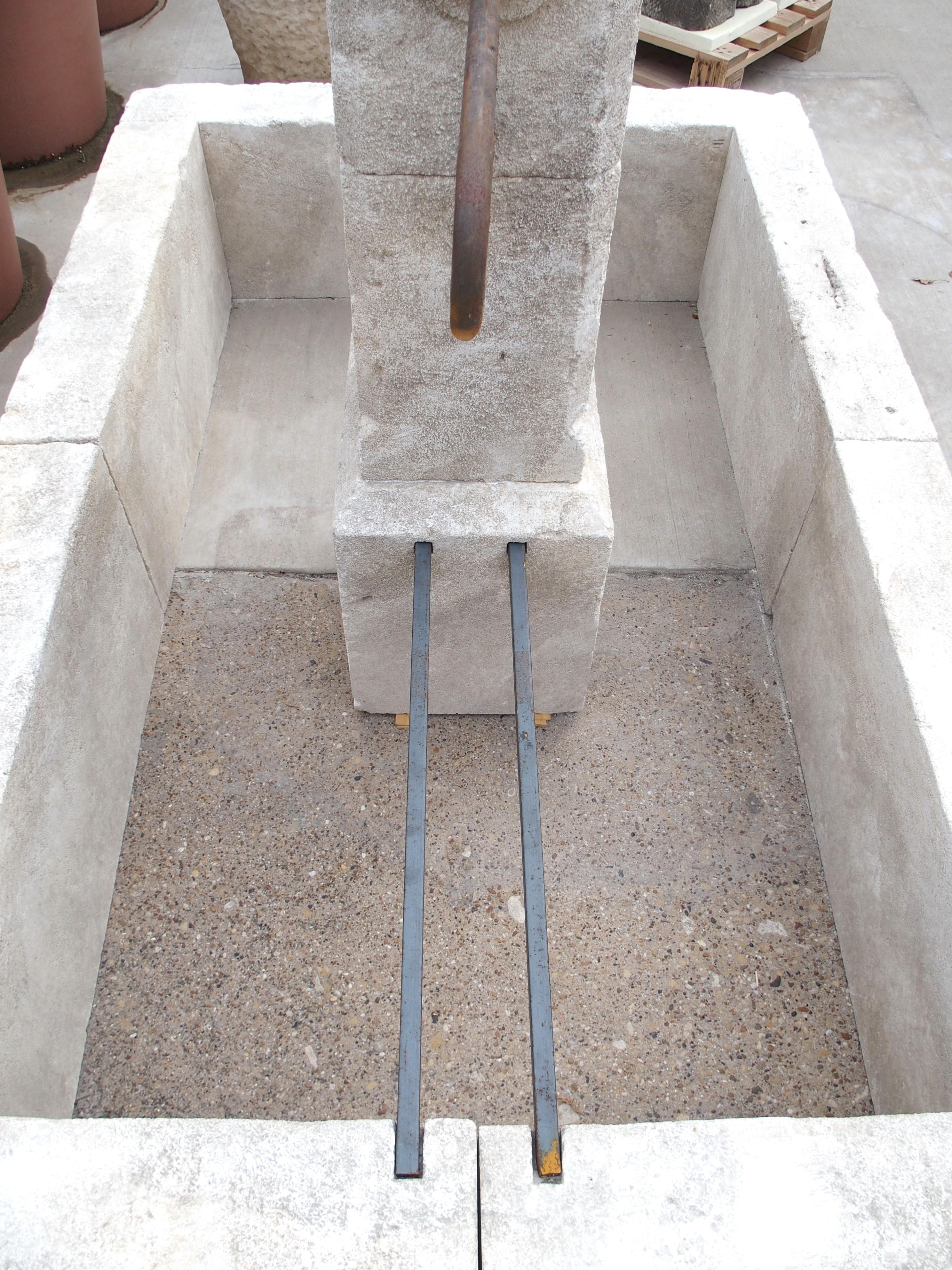 French Rectangular Two Spout Center Fountain in Carved Limestone 5