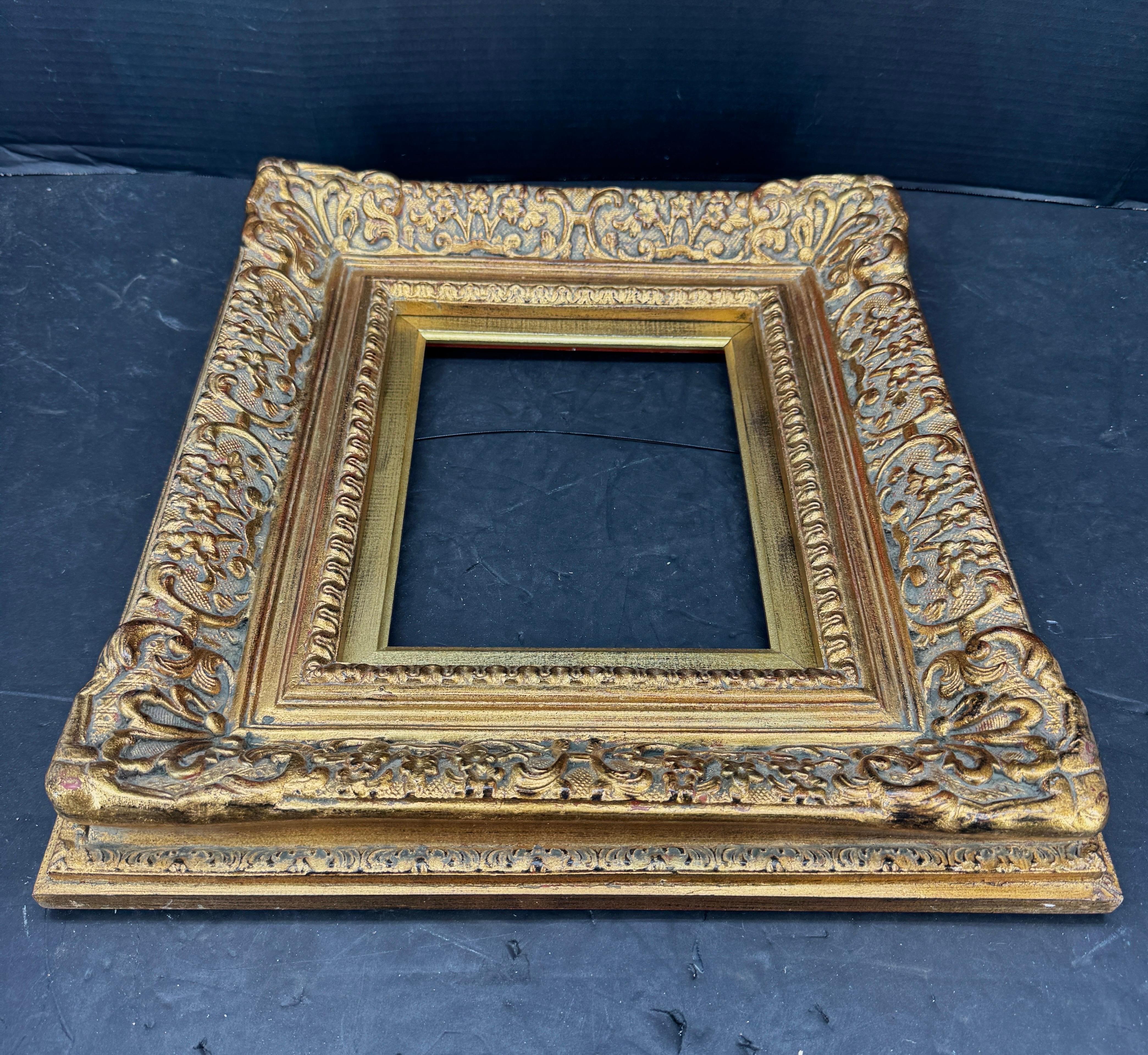 Bois Cadre d'art rectangulaire doré et doré de style rococo en vente