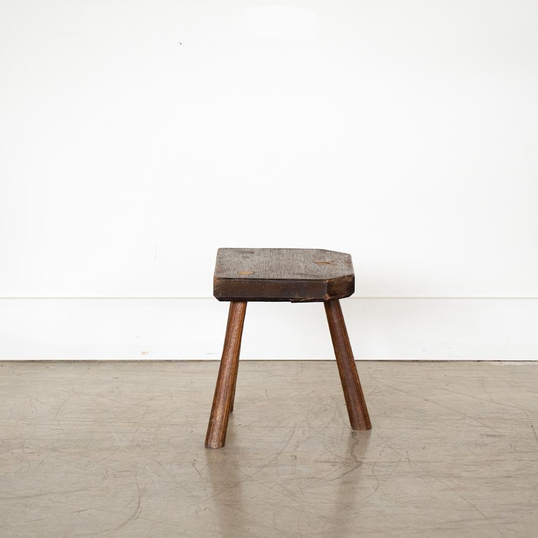 French Rectangular Wood Tripod Stool In Good Condition In Los Angeles, CA