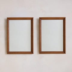 French Rectangular Wood Wall Mirror, 1940s - 2 Available