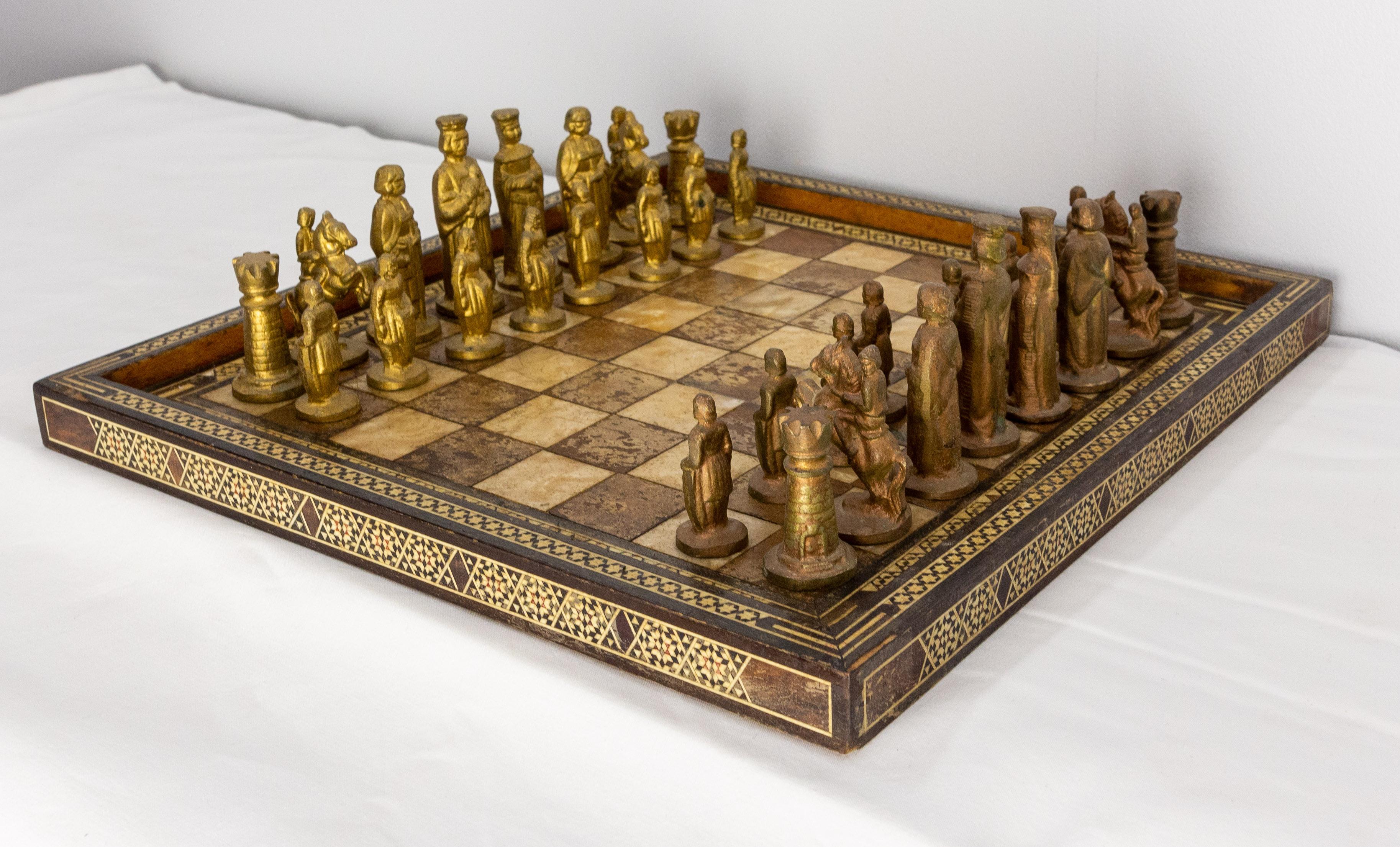 French Red and Black Marble Octagonal Chess Board, circa 1980 In Good Condition In Labrit, Landes