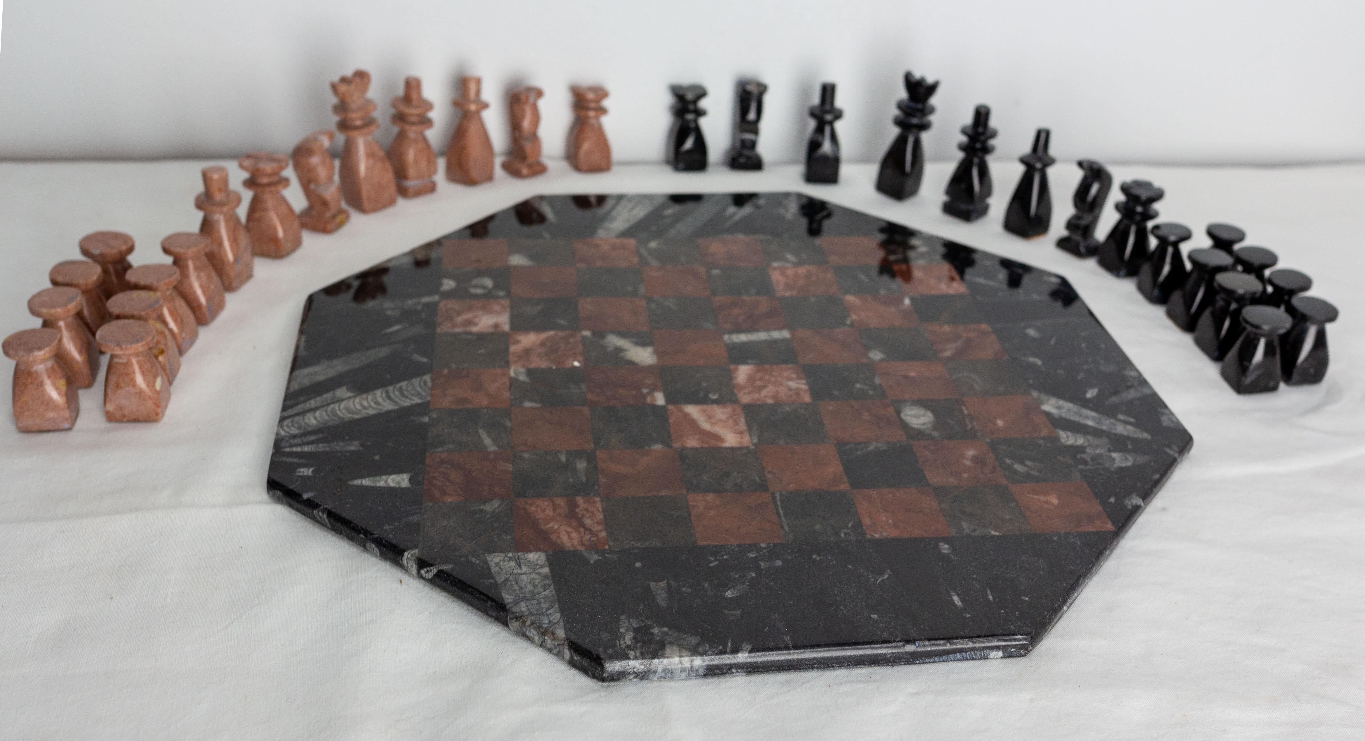 pink marble chess set