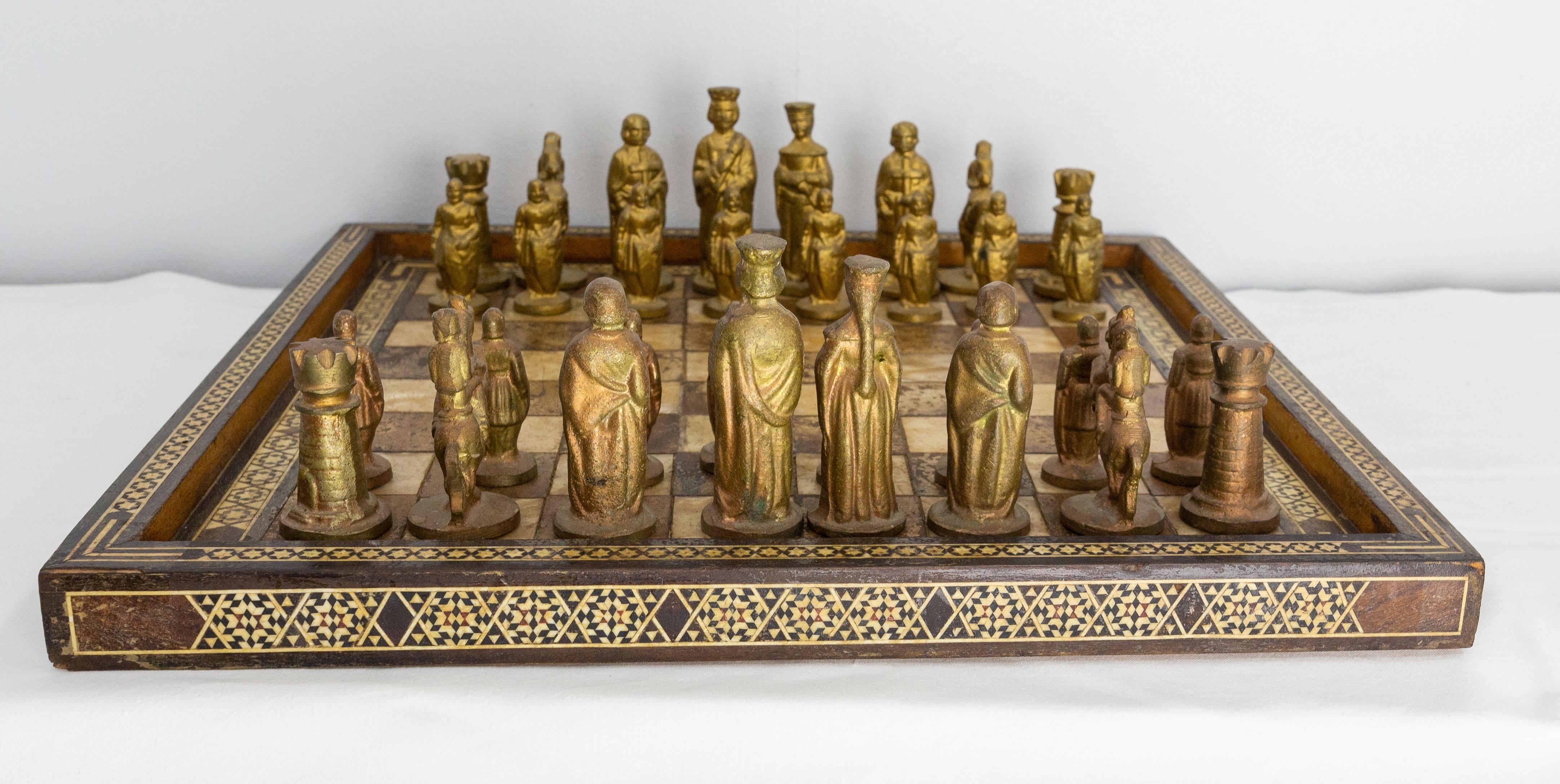 Late 20th Century French Red and Black Marble Octagonal Chess Board, circa 1980