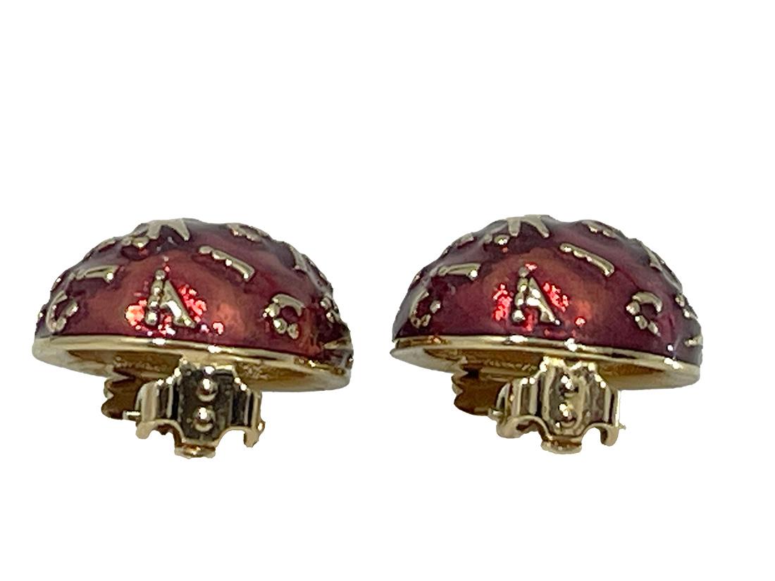 Französische rote und goldfarbene Ohrclips von Nina Ricci, 1980er Jahre im Angebot 2