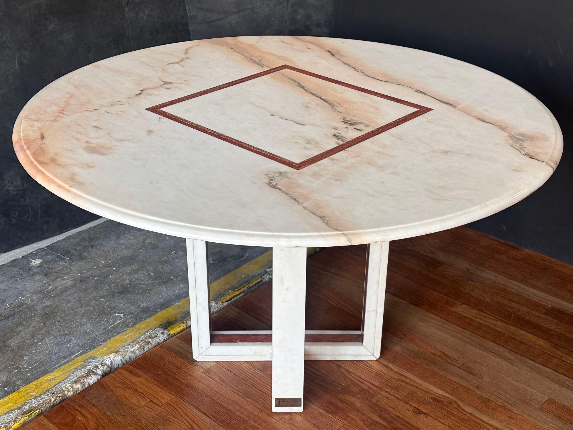 Mid-20th Century French Red and White Marble Center Dining Table, 1960 For Sale