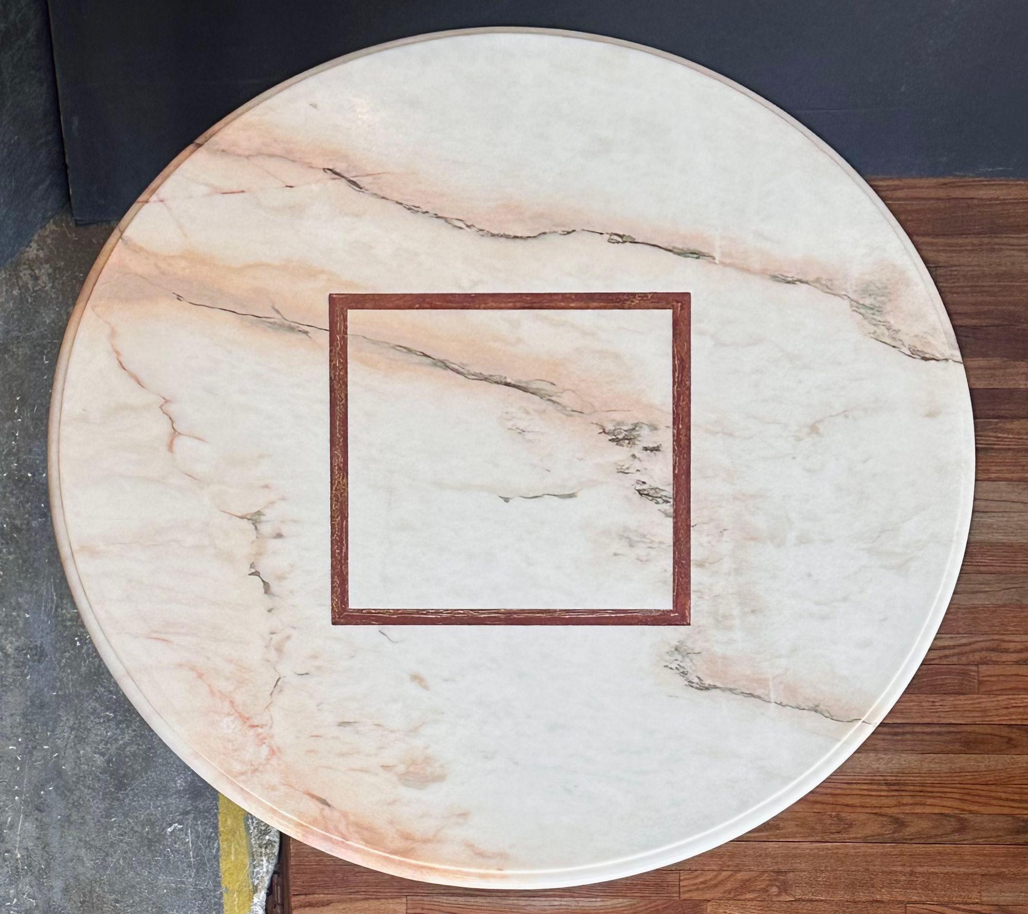 French Red and White Marble Center Dining Table, 1960 For Sale 1