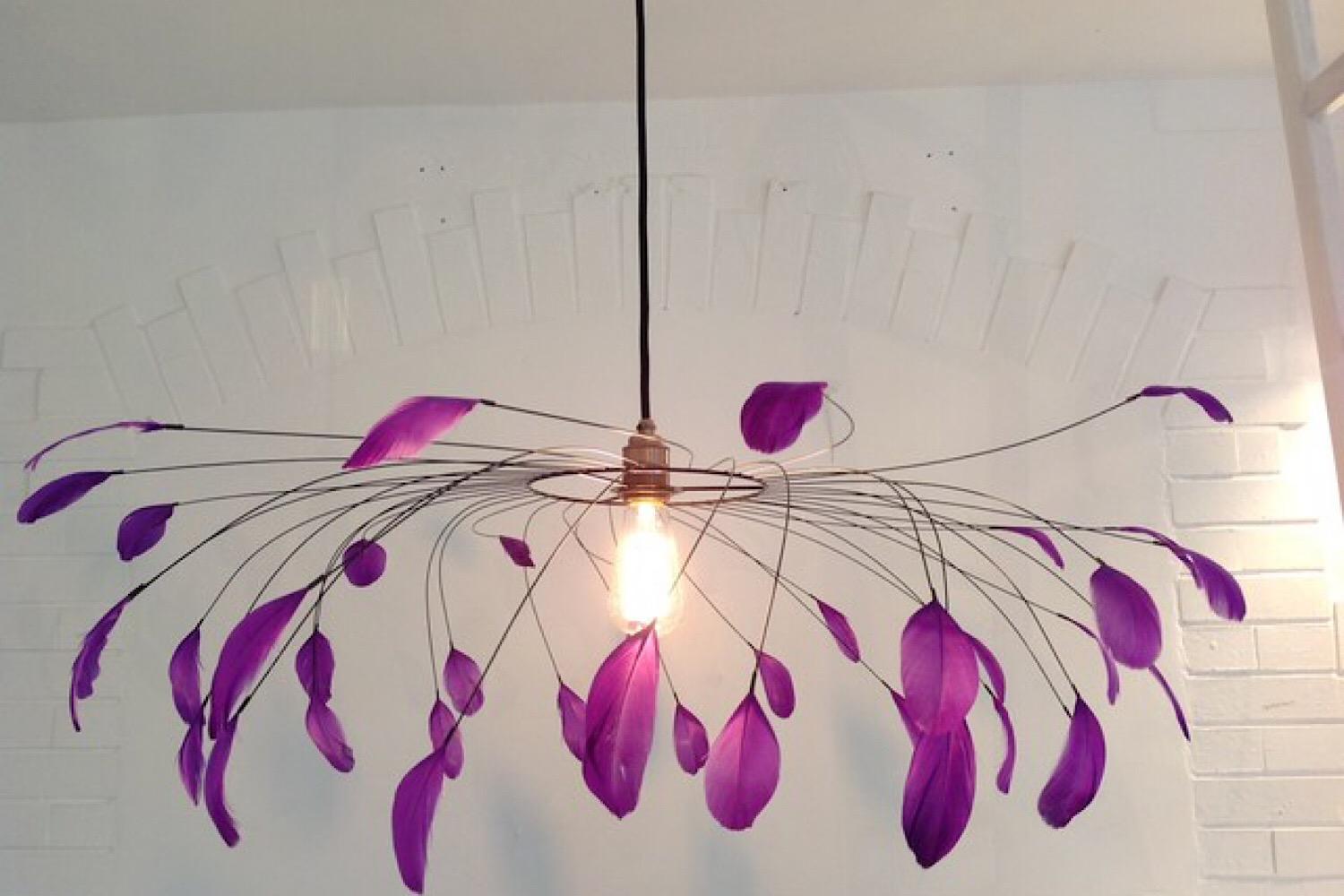 Contemporary French Red Feathers Chandelier