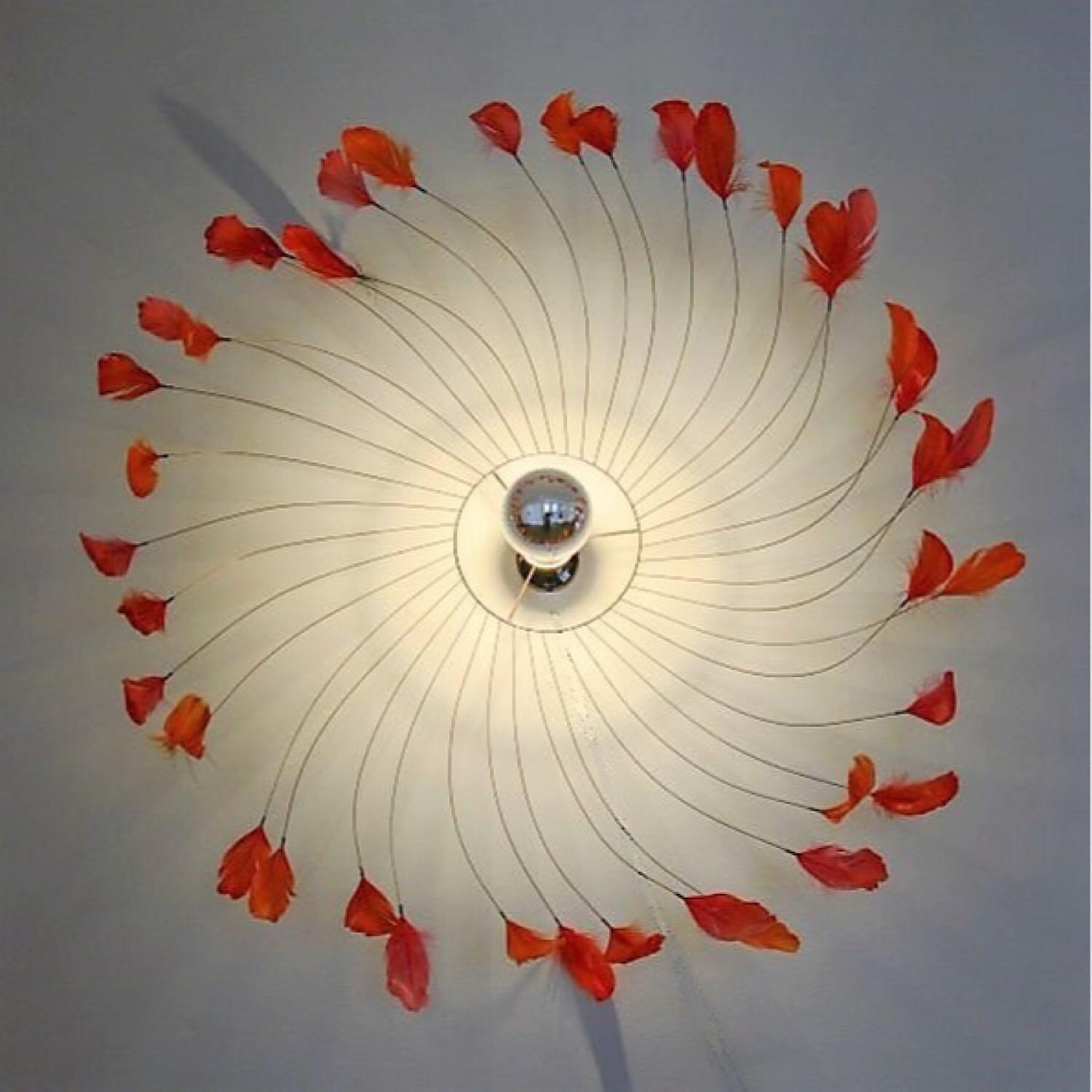 French Red Feathers Chandelier 1