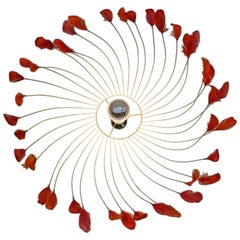 French Red Feathers Chandelier