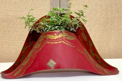 French Red Gilt Decorated Tole & Bronze  Planter/ Cachepot of Napoleons Hat