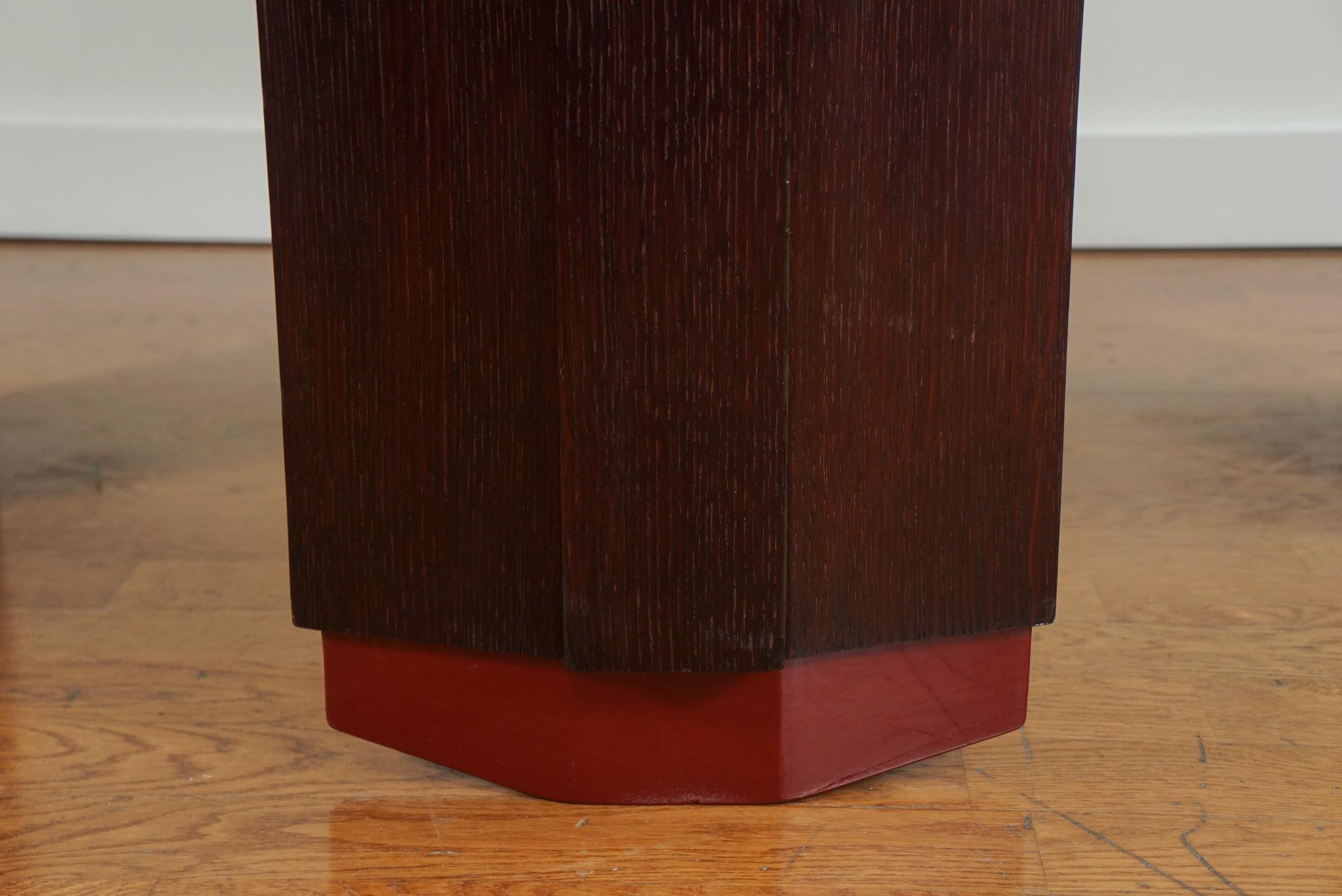 Art Deco French Red Lacquered Round Coffee Table by Michel Ducaroy 