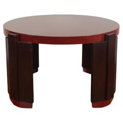 French Red Lacquered Round Coffee Table by Michel Ducaroy 