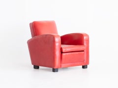 French Red Leatherette Club Chair, c. 1950s