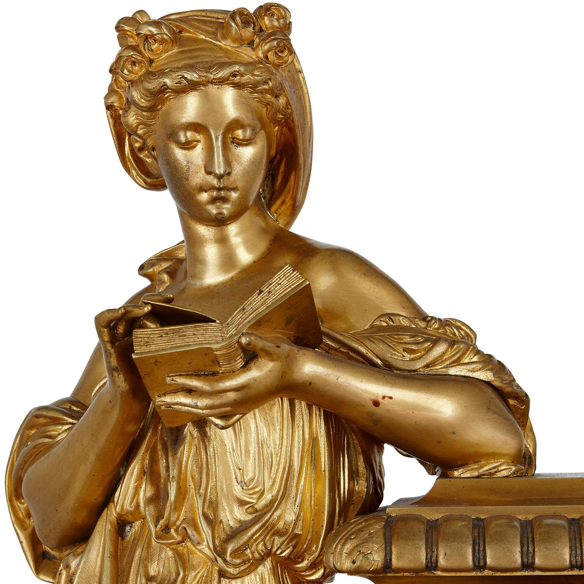 Uhrenset aus rotem Marmor und vergoldeter Bronze im neoklassischen Stil im Zustand „Gut“ im Angebot in London, GB