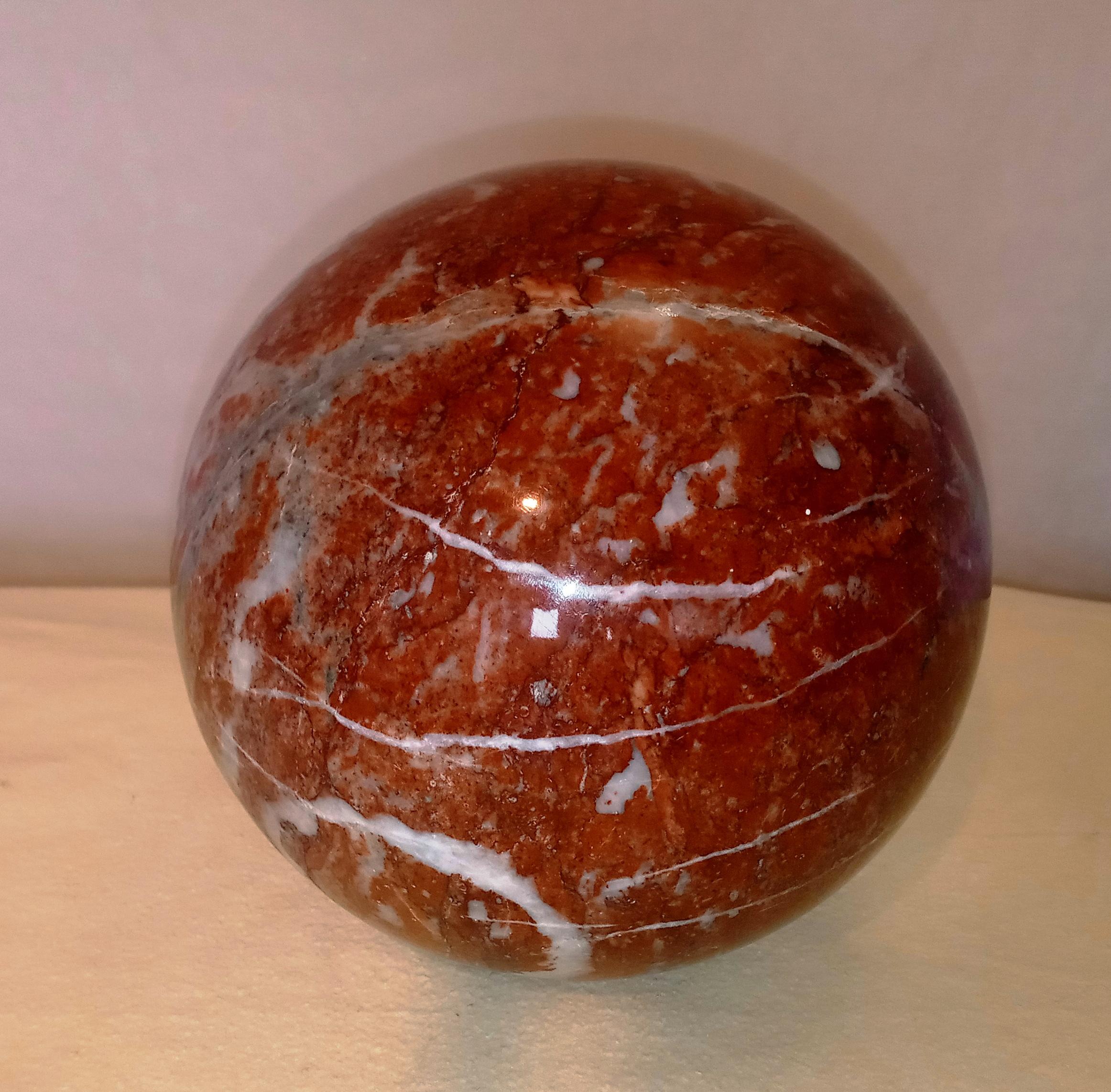 Italian French Red Marble Sphere, 1980s For Sale