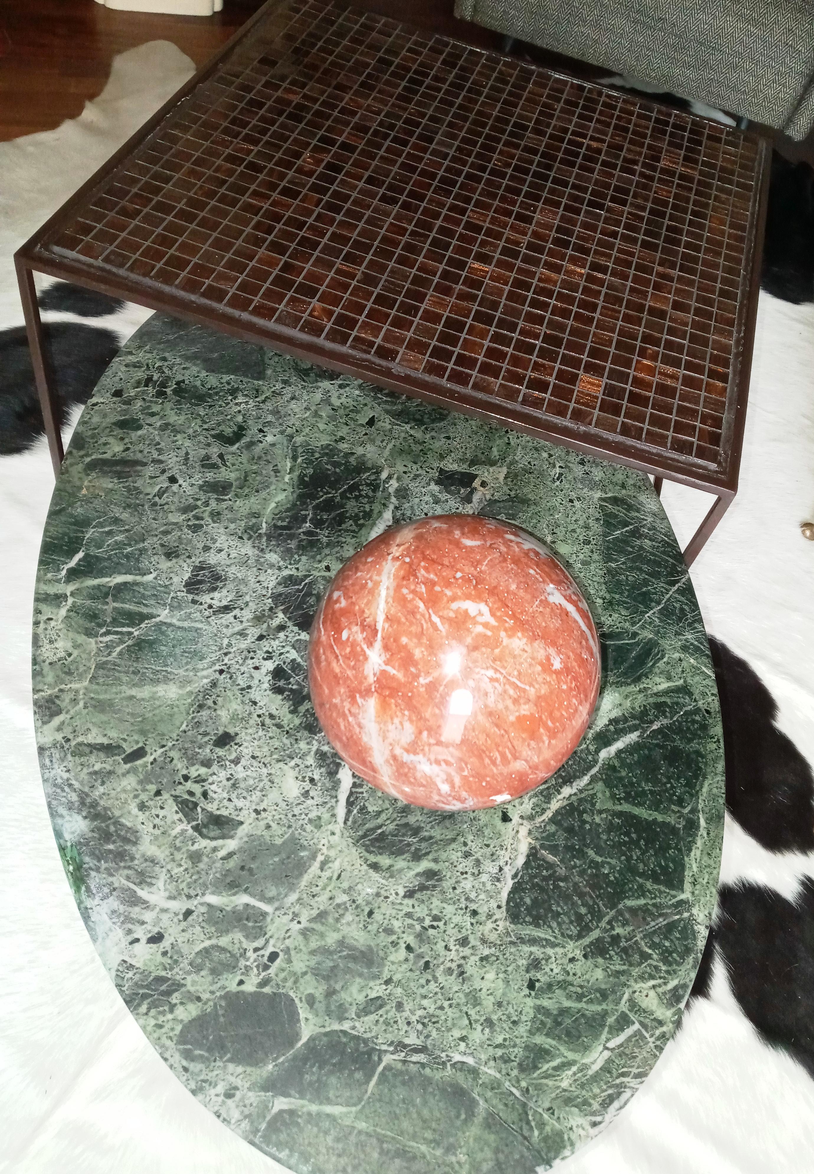 Late 20th Century French Red Marble Sphere, 1980s For Sale