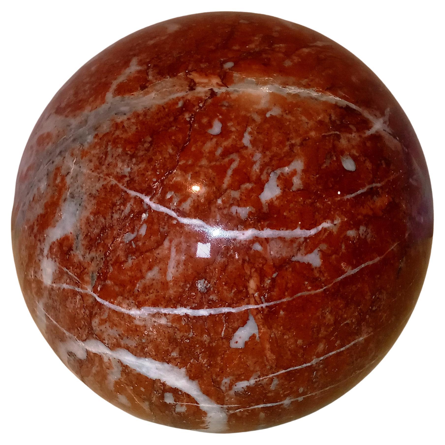French Red Marble Sphere, 1980s For Sale