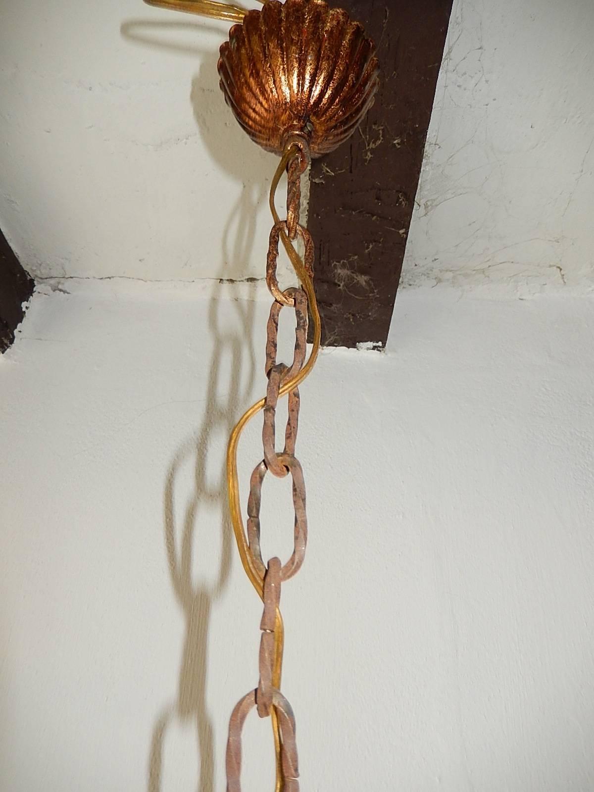 French Red Murano Ball and Chains Chandelier, circa 1940 6
