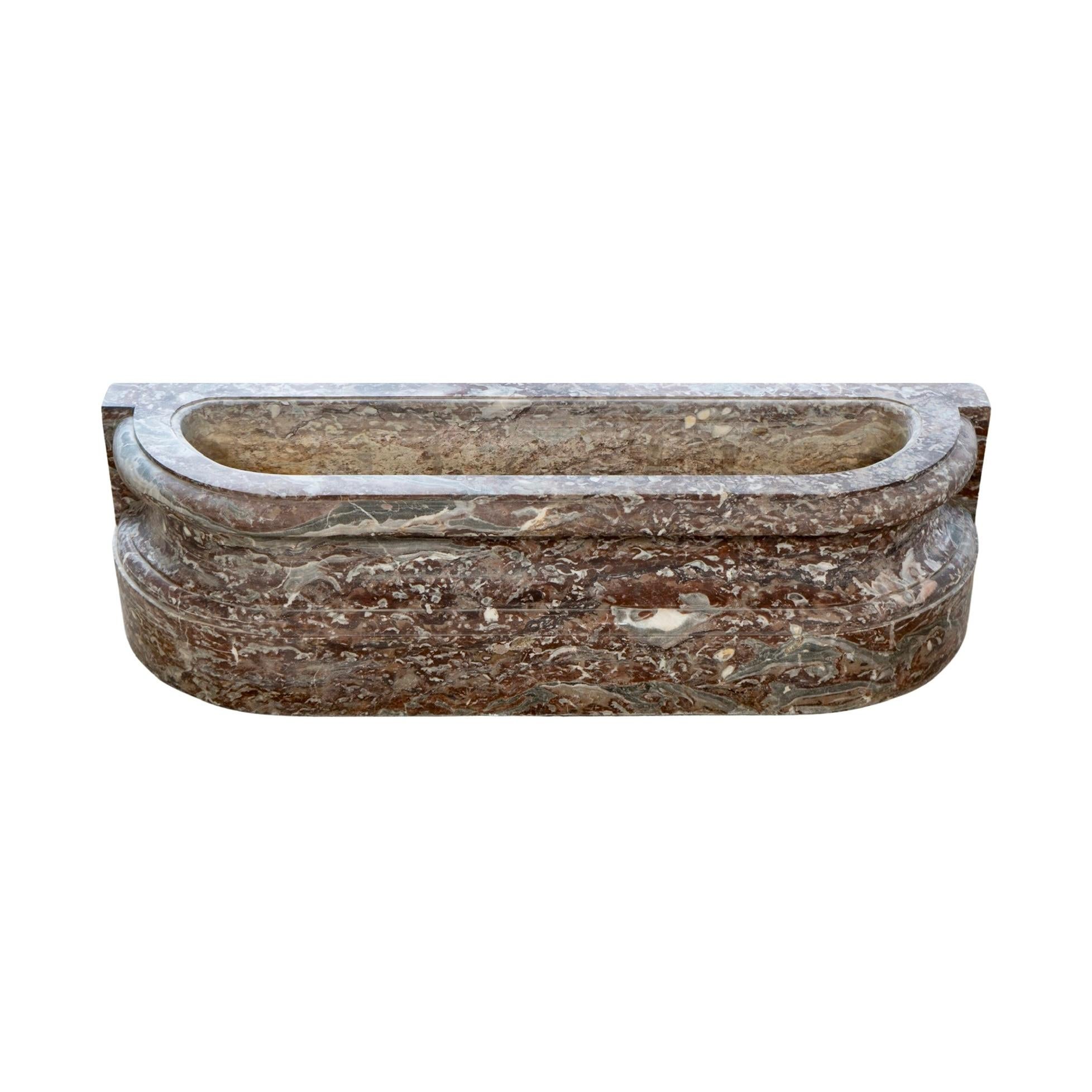 French Red Rance Marble Wall Planter In Good Condition For Sale In Dallas, TX