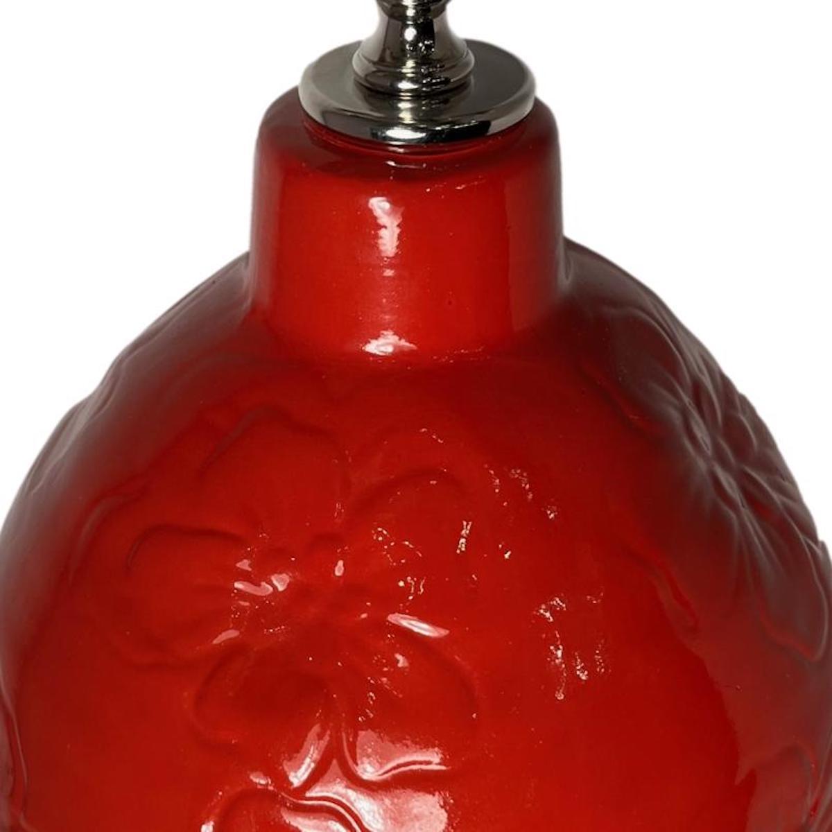 Glazed French Red Table Lamp For Sale
